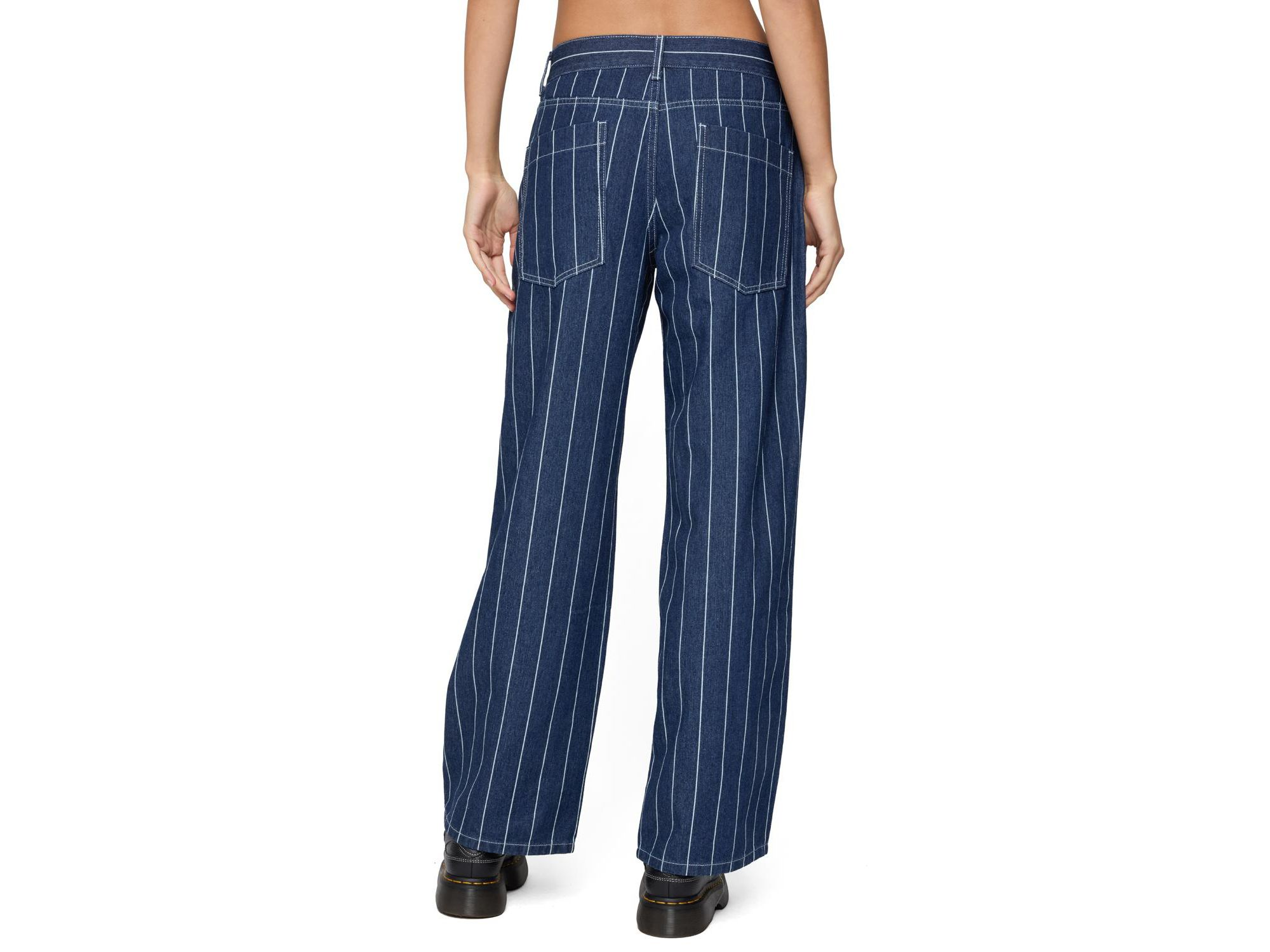 Kyler Pinstripe Low Rise Dark Rinse Wash Jeans — Image 3
