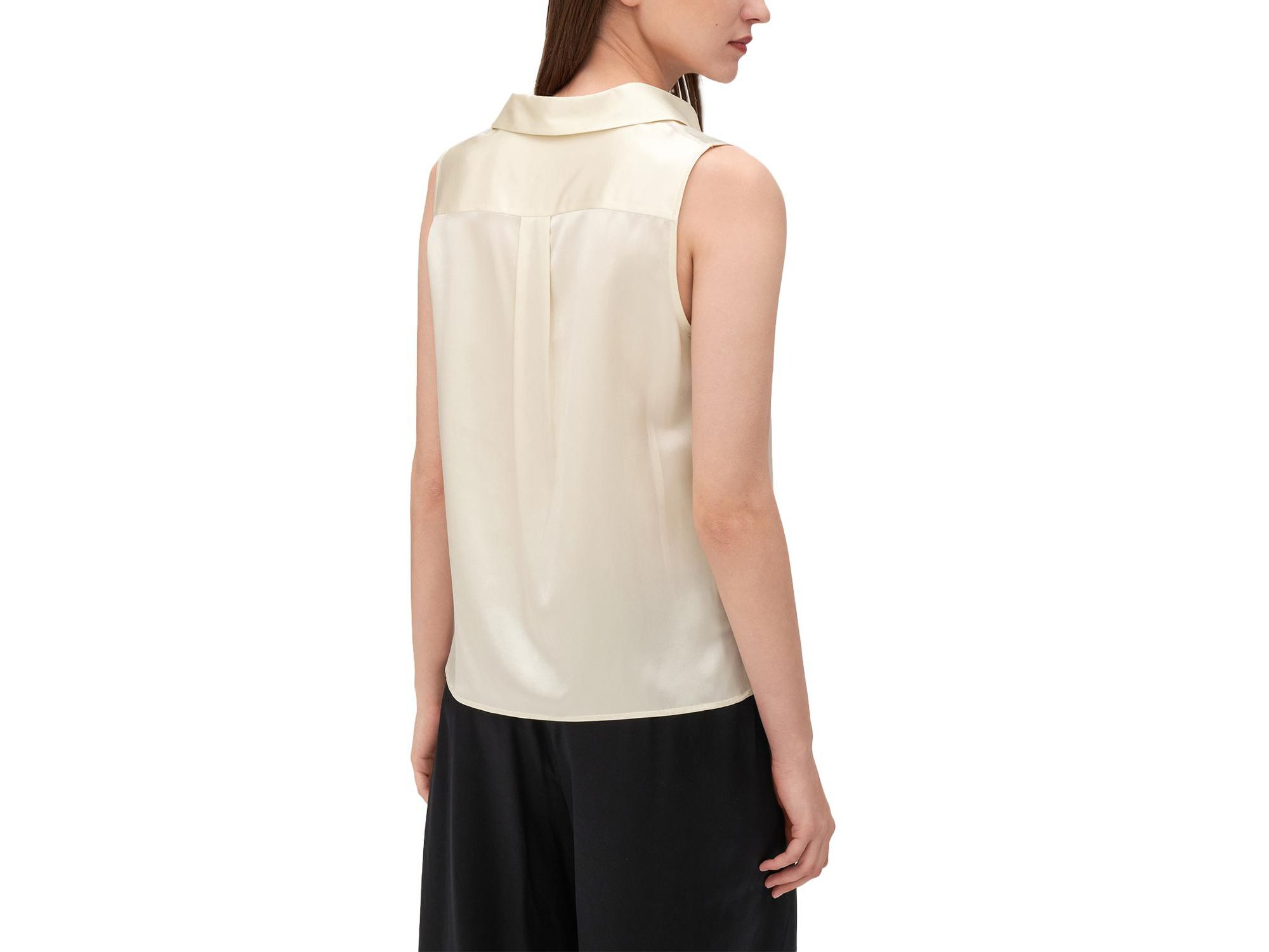 V-Neck Sleeveless Silk Violet Shirt for Women — Image 3