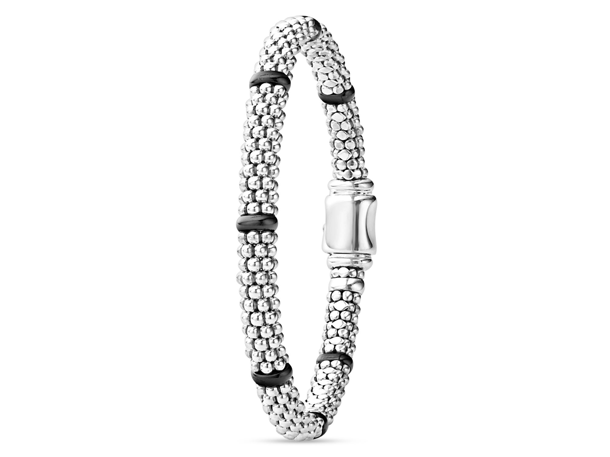 Sterling Silver Black Caviar Ceramic Beaded Bracelet — Image 4