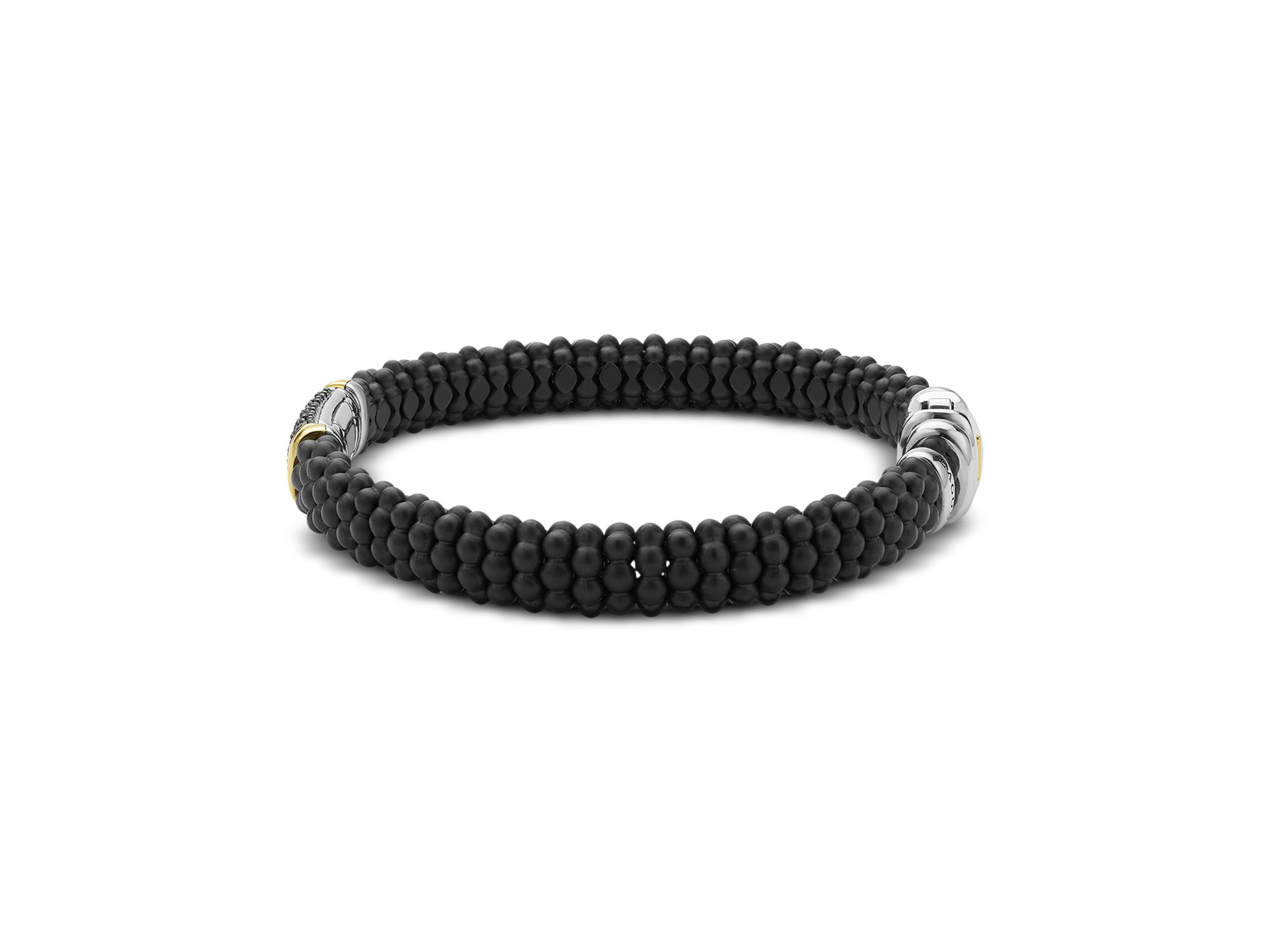 Two Tone Matte Black Ceramic Black Diamond Bracelet, 9mm — Image 5