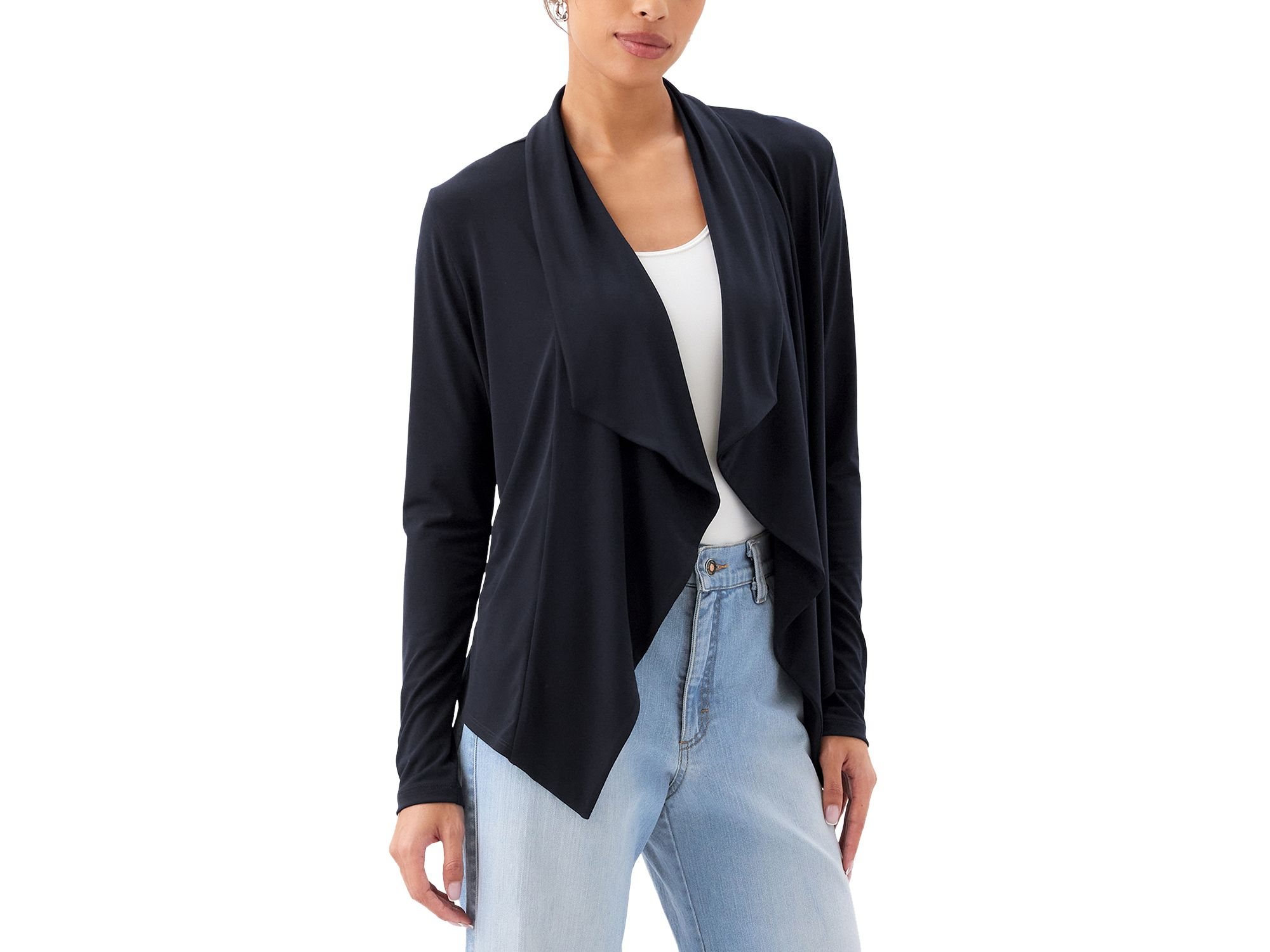Draped Open Front Cardigan — Image 3