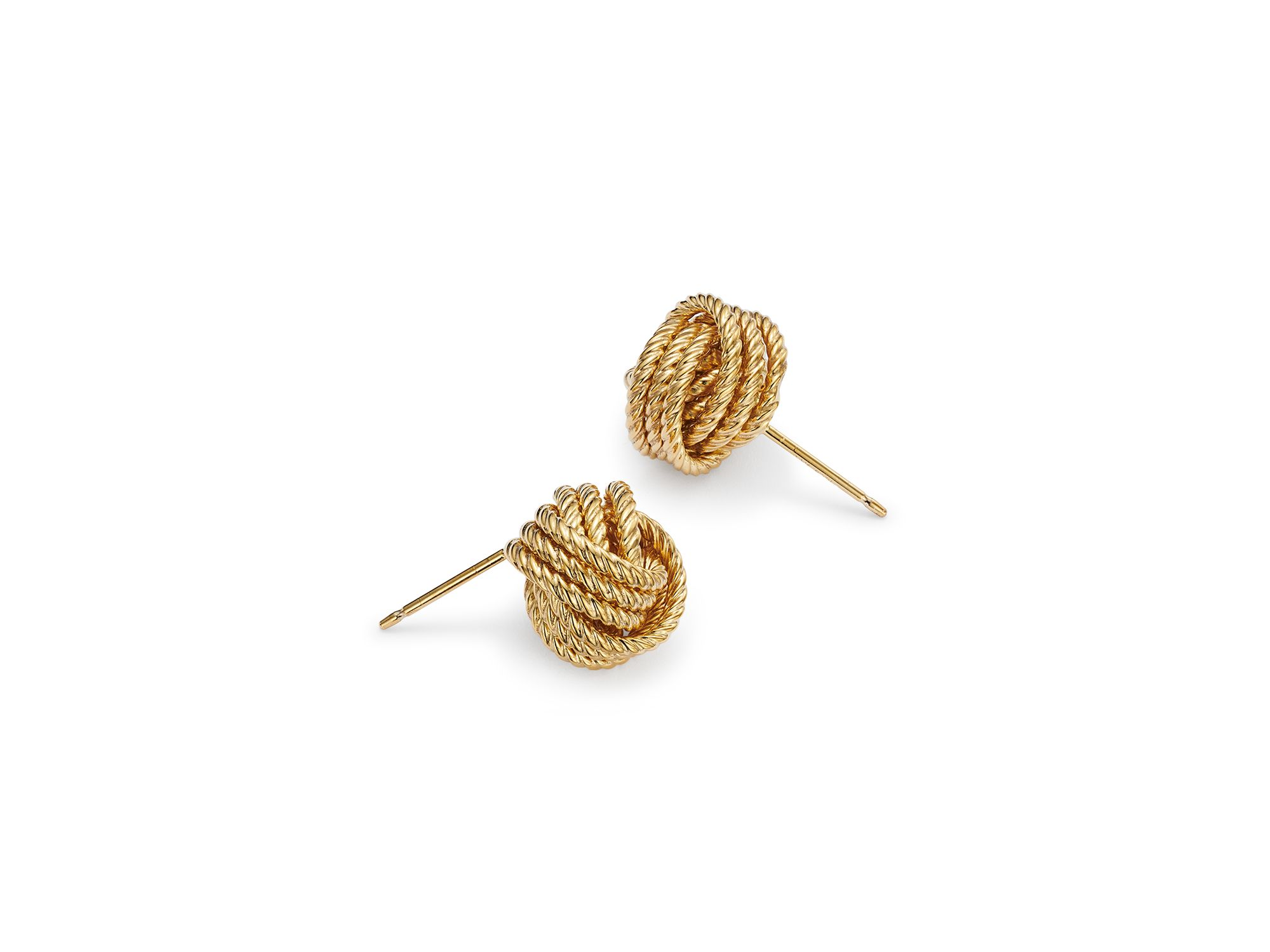 14K Yellow Gold Twisted Love Knot Earrings — Image 4