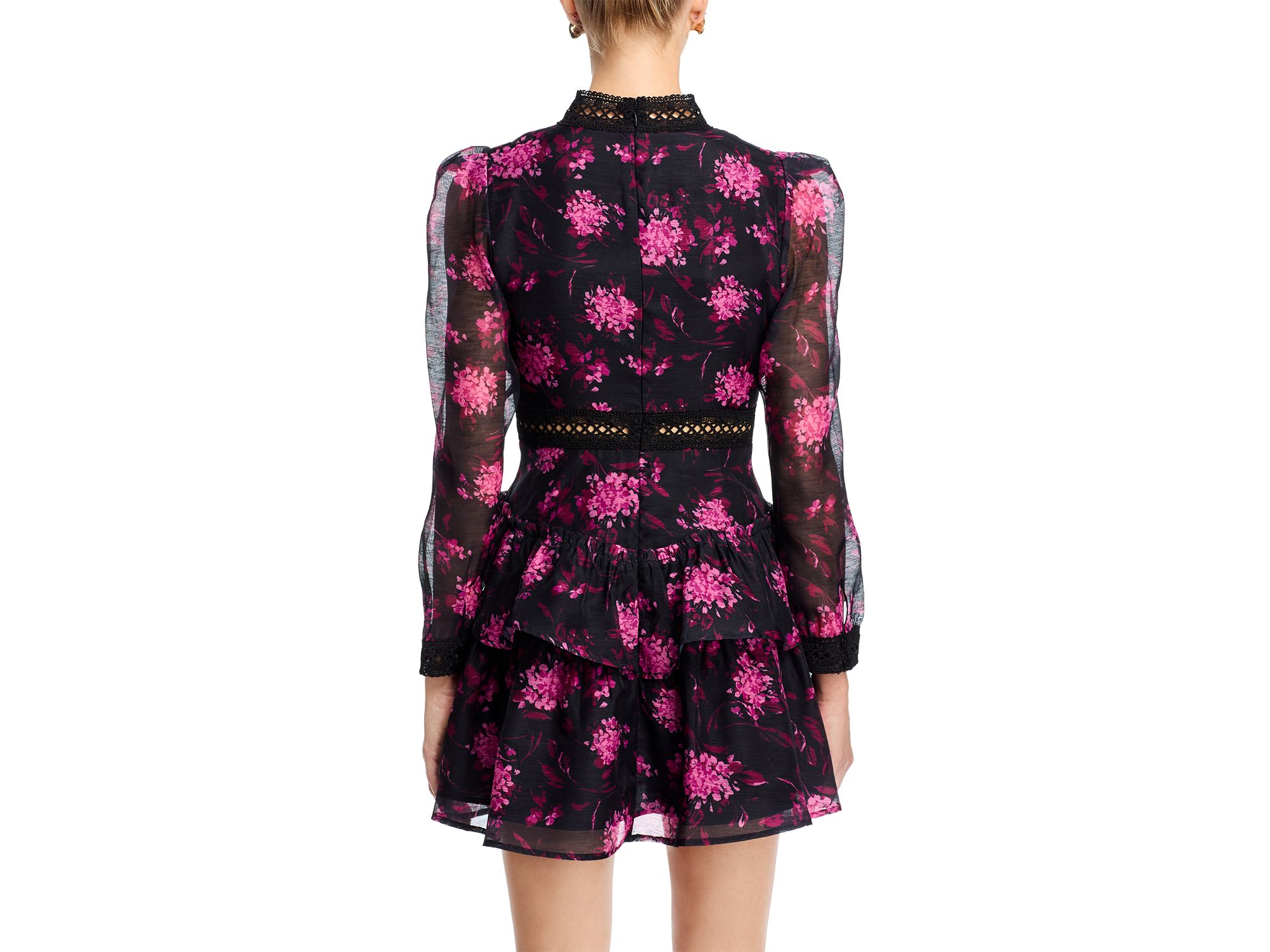 Mock Neck Long Sleeve Ruffle Mini Dress - Exclusive — Image 3