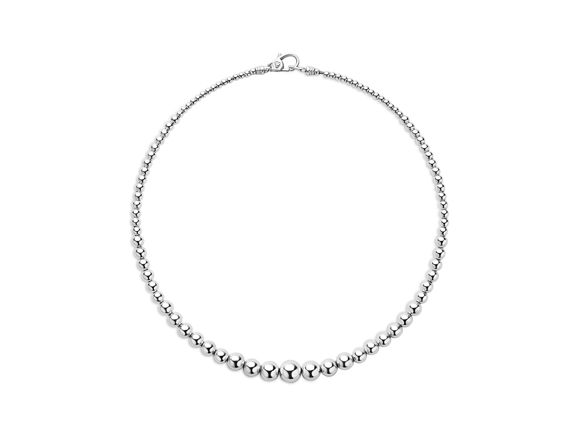 Sterling Caviar Bubbly Petite Graduated Bead Collar Necklace, 18" — Image 4