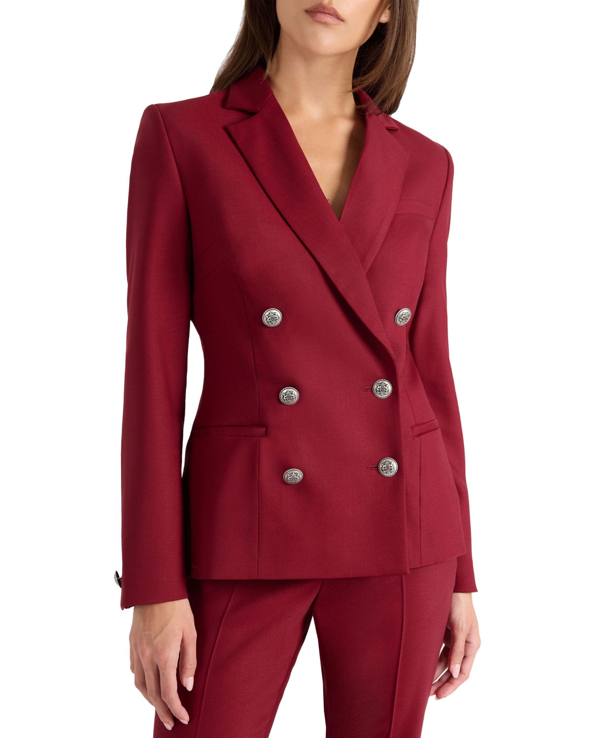Quinn Double Breasted Jacket in Lightweight Virgin Wool Stretch - Image 1