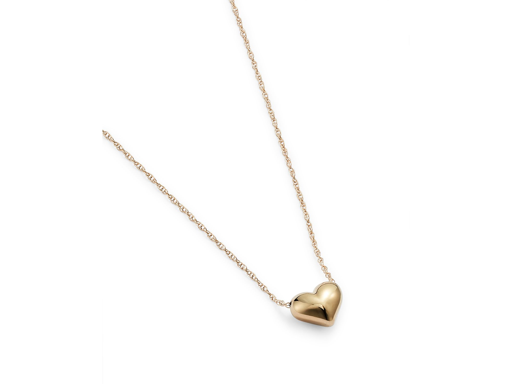 Puffed Heart Necklace in 14K Yellow Gold, 18" — Image 3
