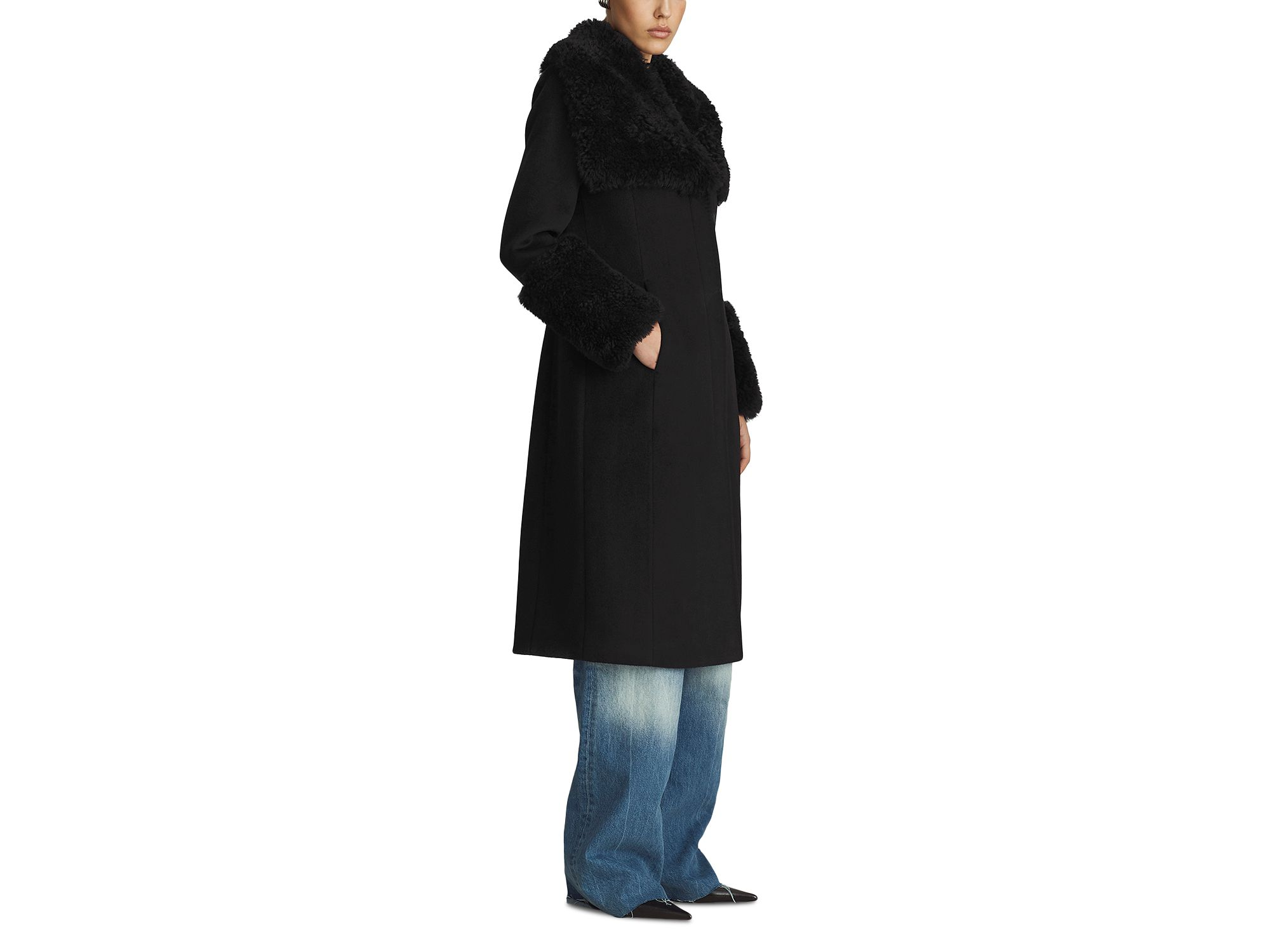 Athena Shearling Trim Coat — Image 7