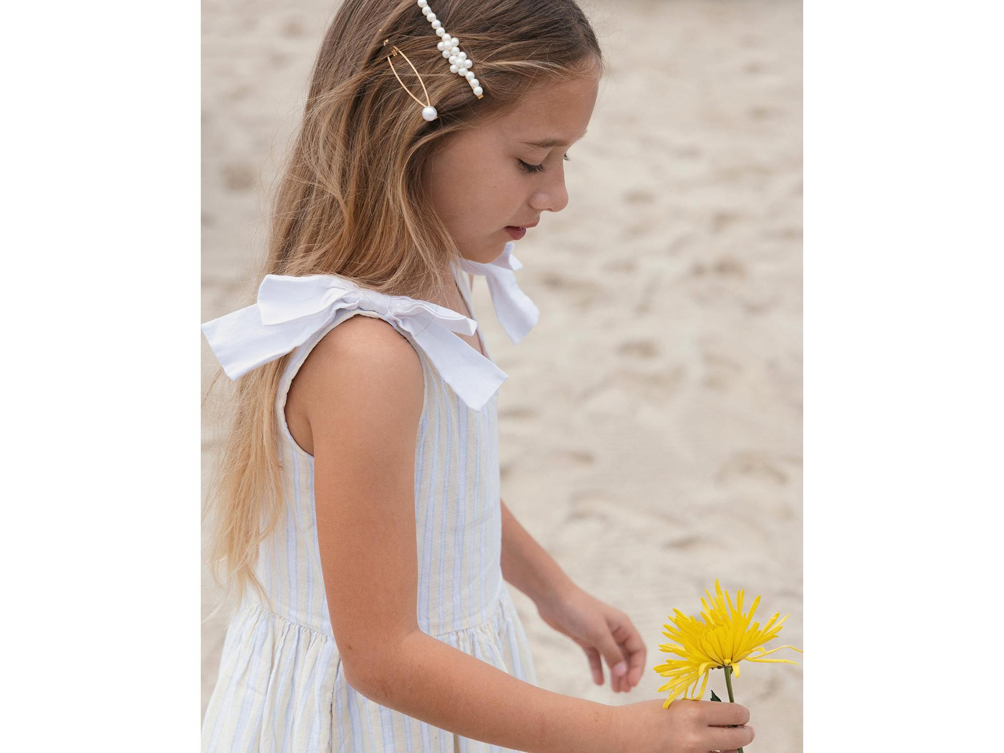 Girls' Linen Bow Shoulder Dress - Little Kid, Big Kid — Image 3