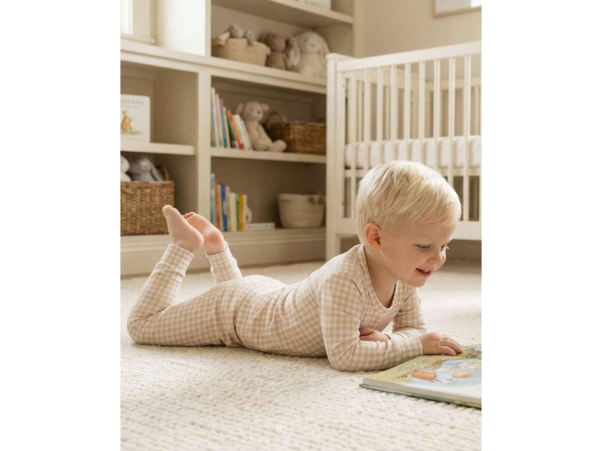 Boys' Sandstone Gingham Pajama Set - Baby, Little Kid — Image 5