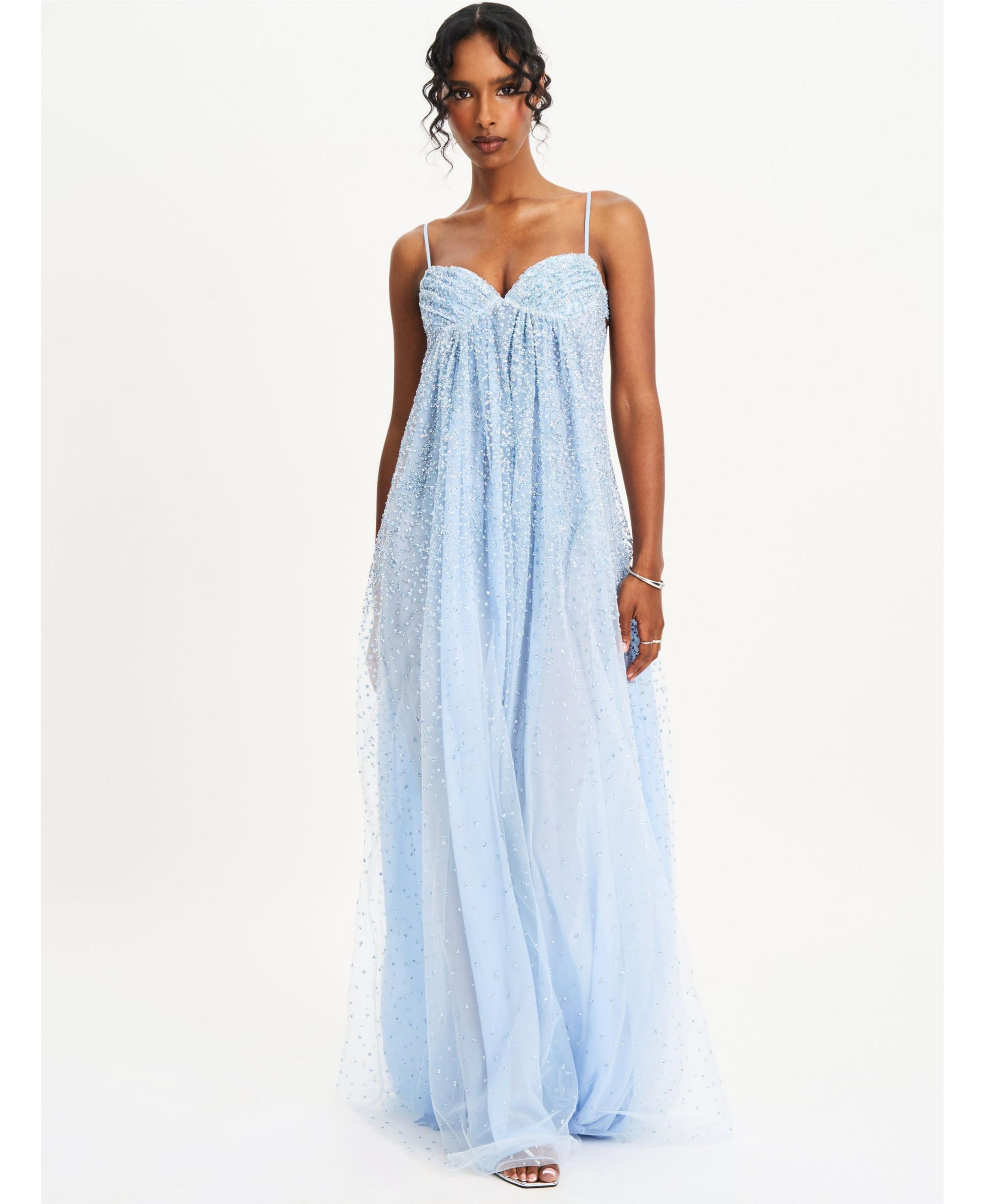 Wallie Rhinestone Embellished Mesh Backless Gown — Image 7
