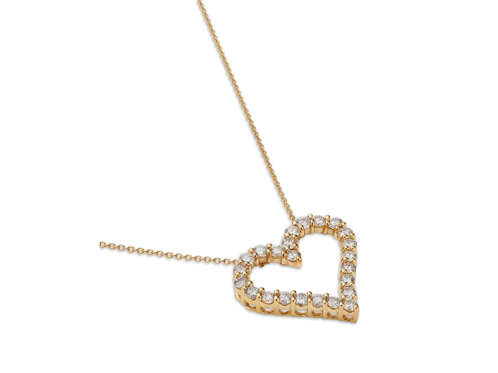 Diamond Heart Pendant Necklace in 14K Yellow Gold, 1.8 tcw — Image 3
