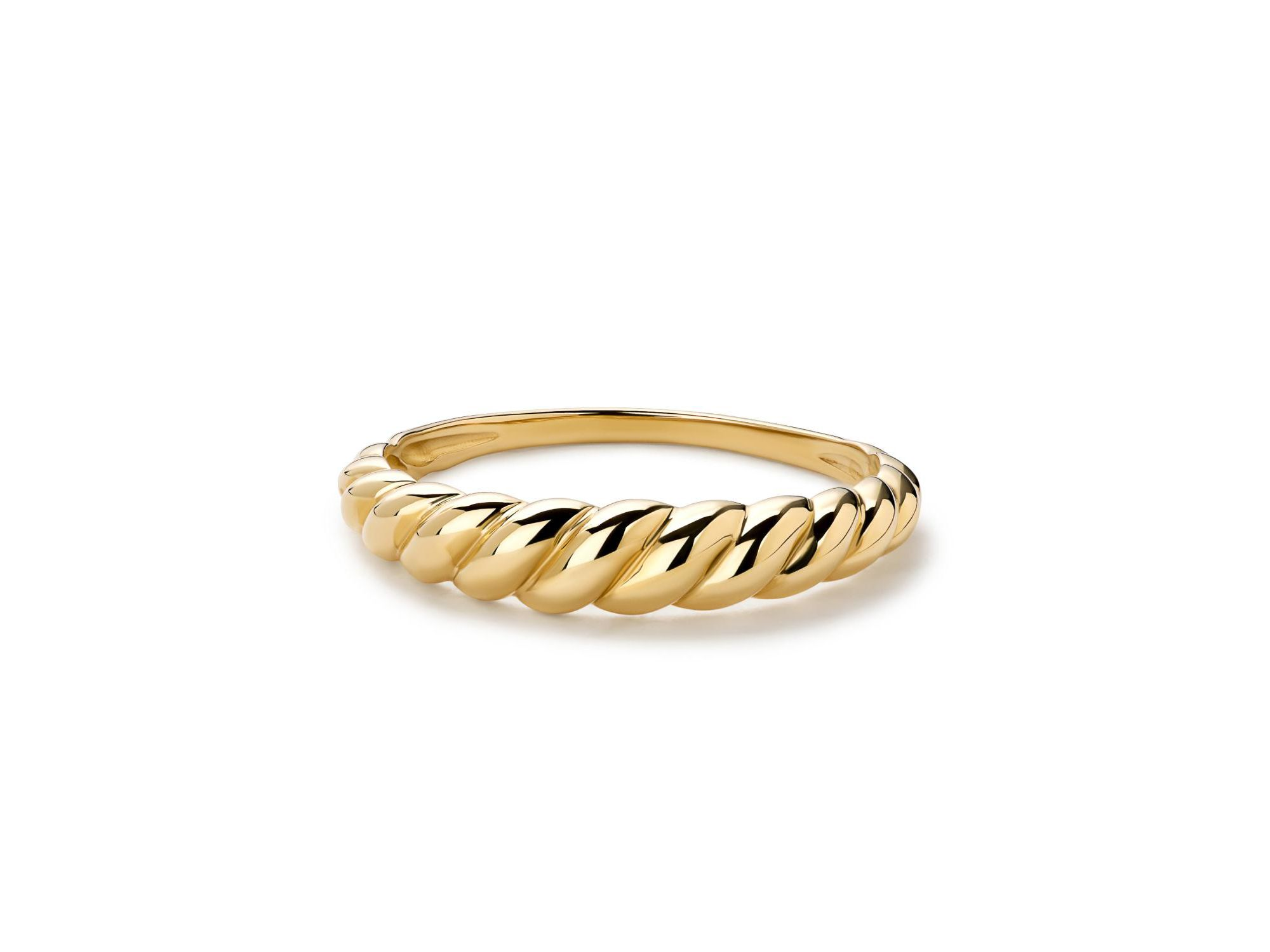 Solid Yellow Gold Dome Rope Ring — Image 5