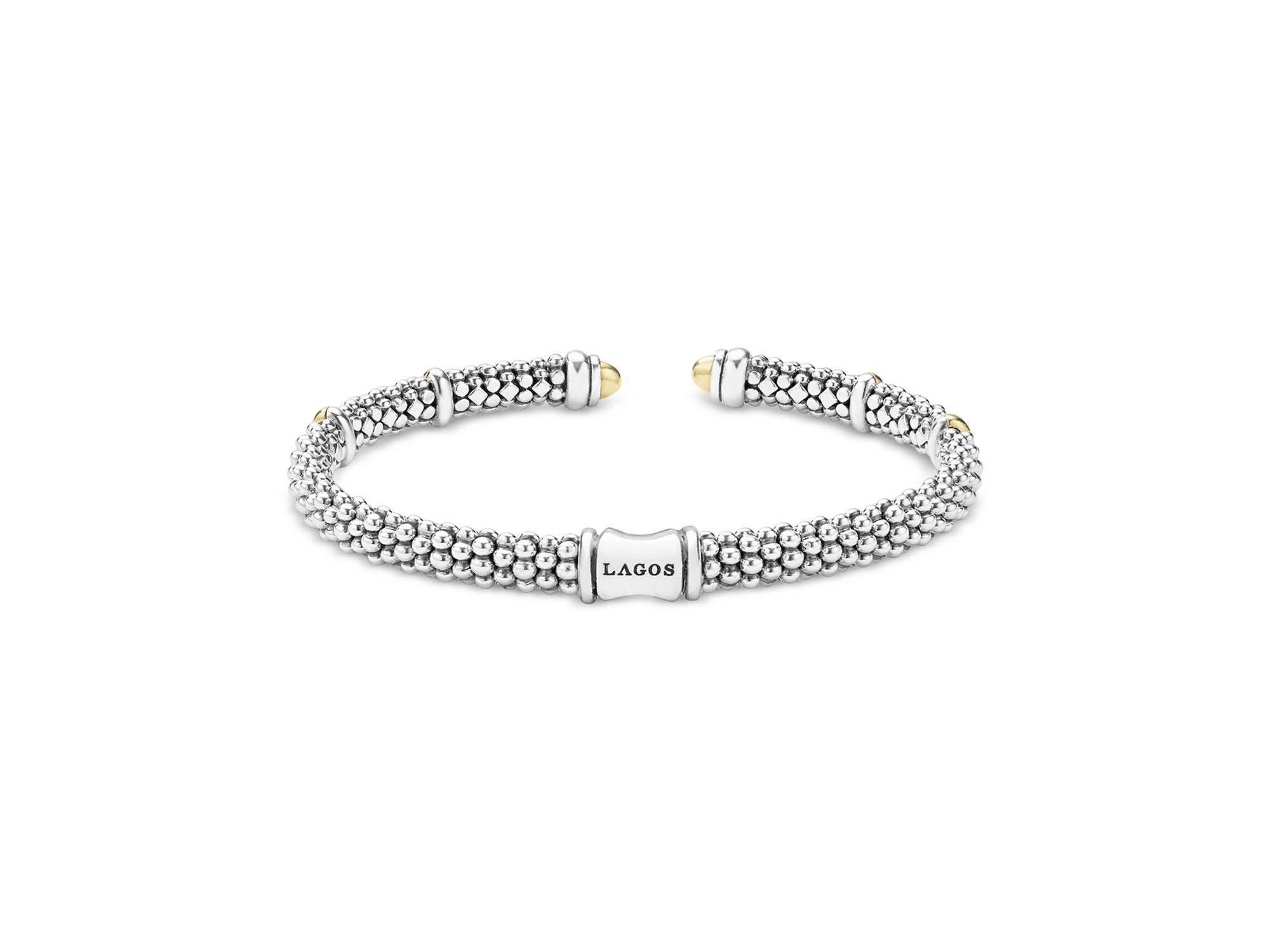 18K Yellow Gold & Sterling Signature Caviar Versa Cuff Bracelet — Image 5