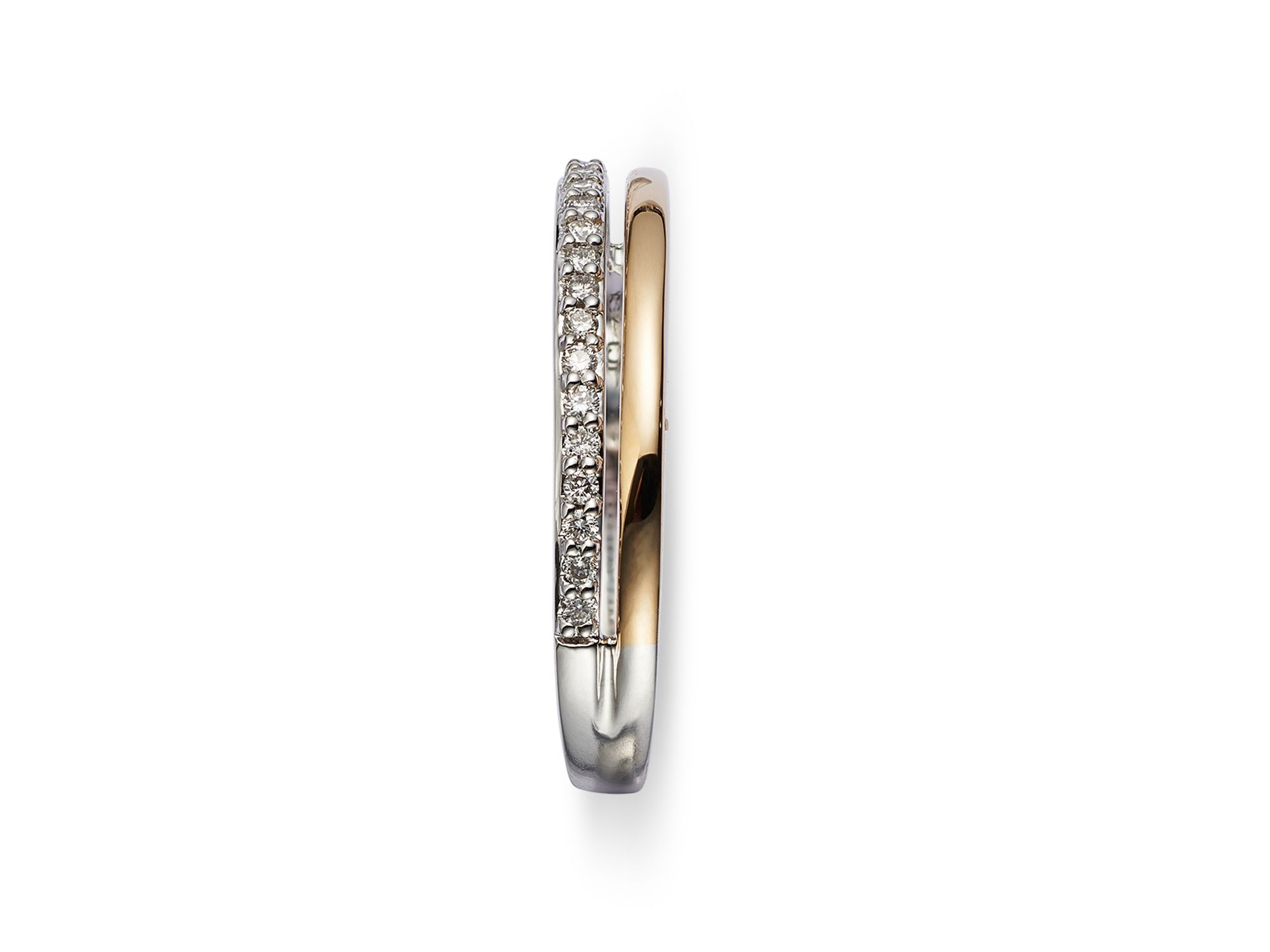 Diamond Double Row Band Ring in 14K Yellow and White Gold, 0.12 ct .t.w. — Image 3
