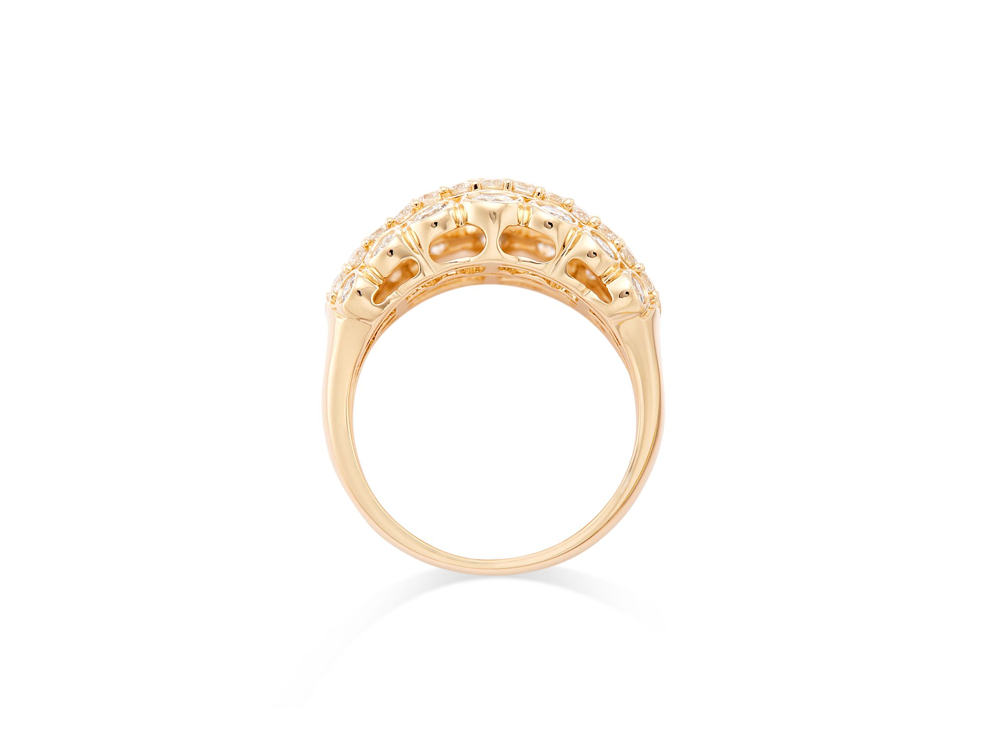 Diamond Bezel Multi Row Statement Ring in 14K Yellow Gold, 1.85 tcw — Image 4