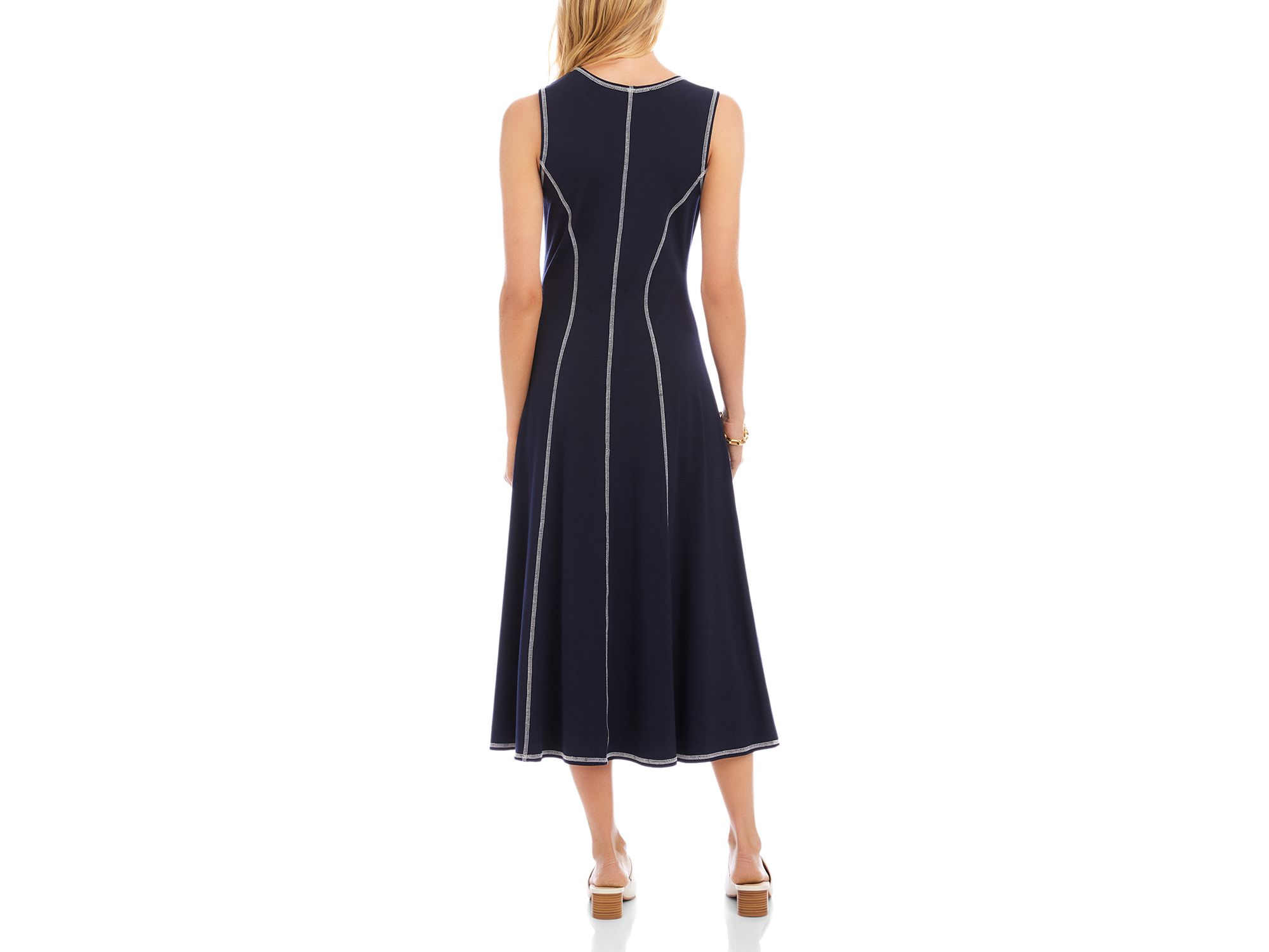 Sleeveless Stitch Detail Midi Dress — Image 4