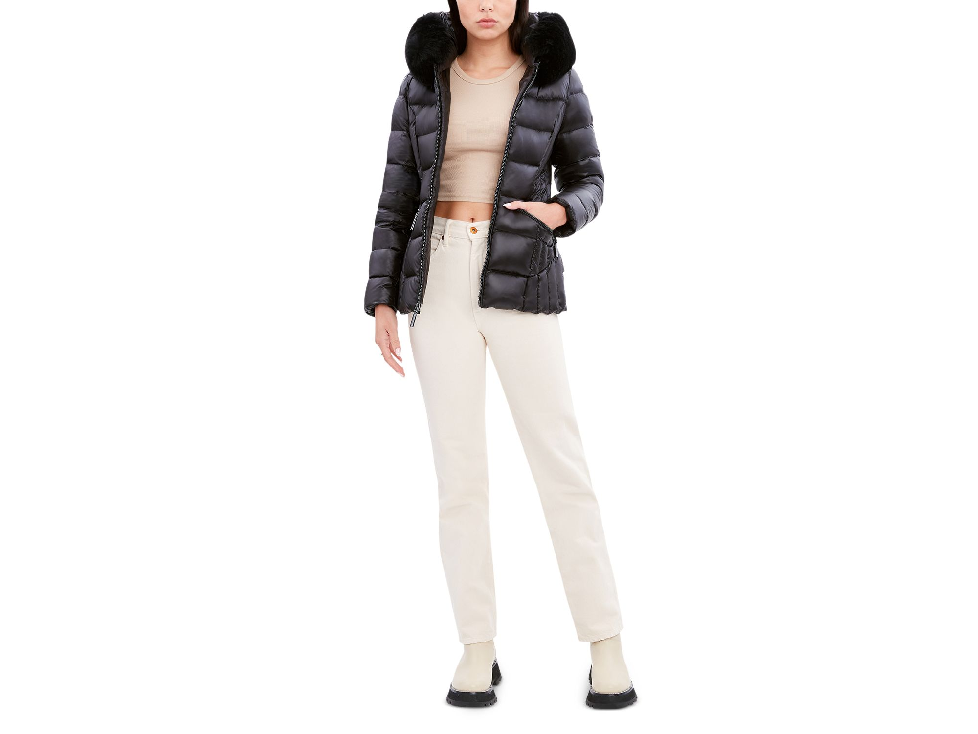 Nikki Shearling Trim Puffer Coat — Image 5