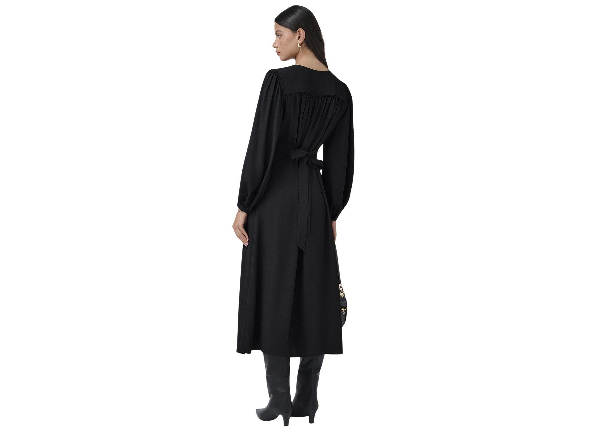 Layla Crepe Tie Neck Midi Dress — Image 4