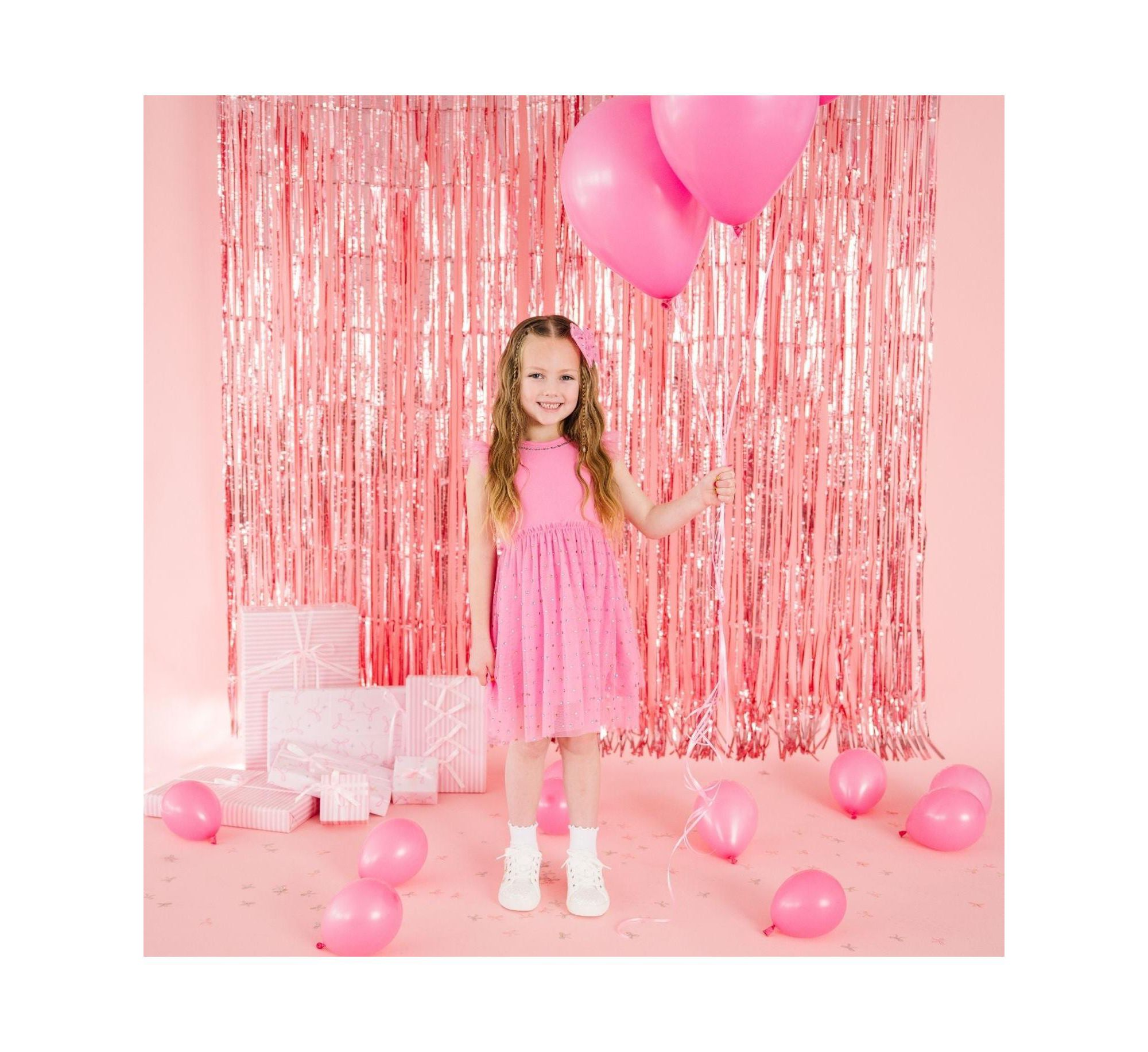 Girls' Raspberry Rhinestone Short Sleeve Tutu Dress - Baby, Little Kid, Big Kid — Image 5