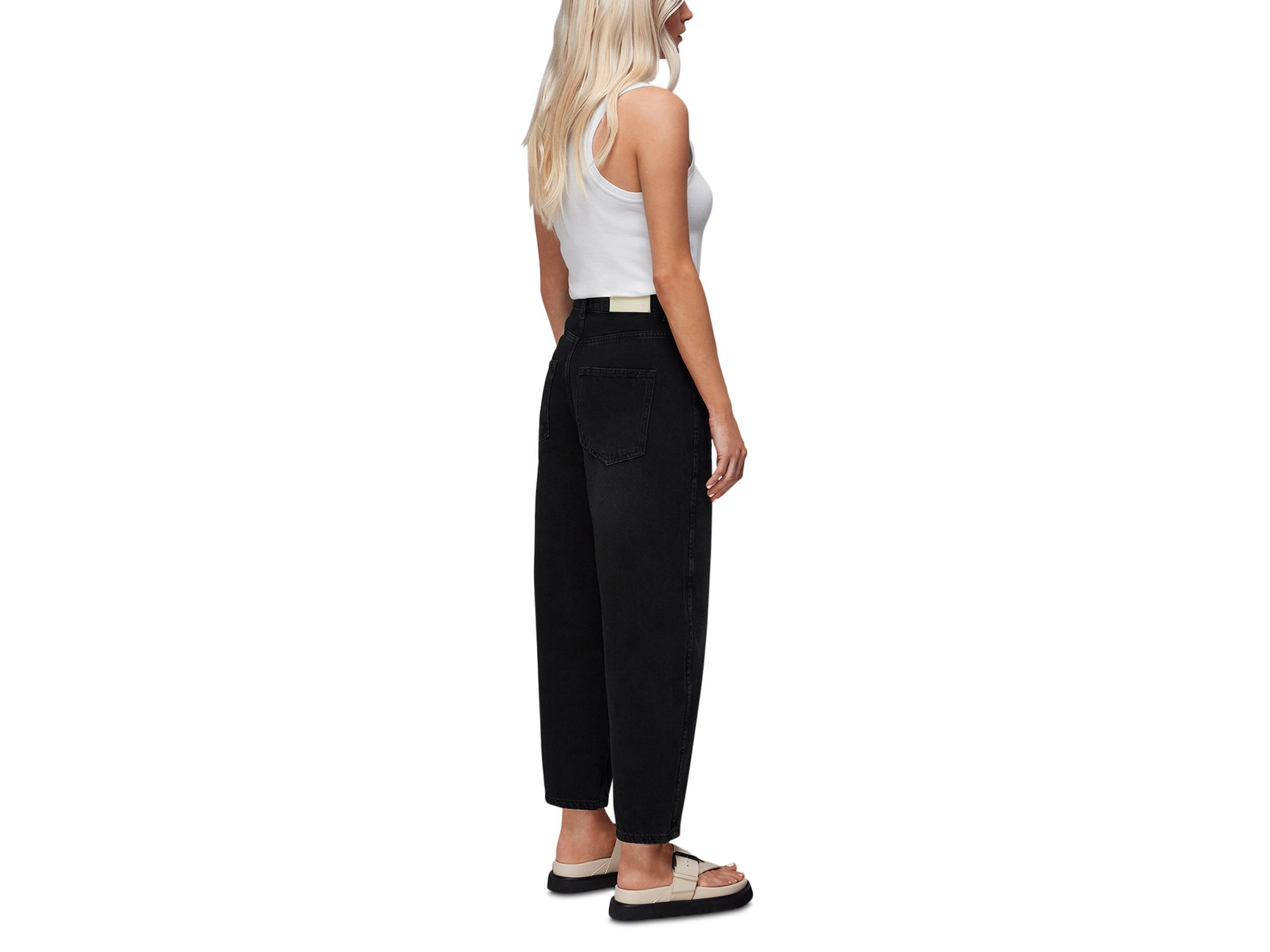 Petites Authentic High Rise Barrel Jeans in Black — Image 6