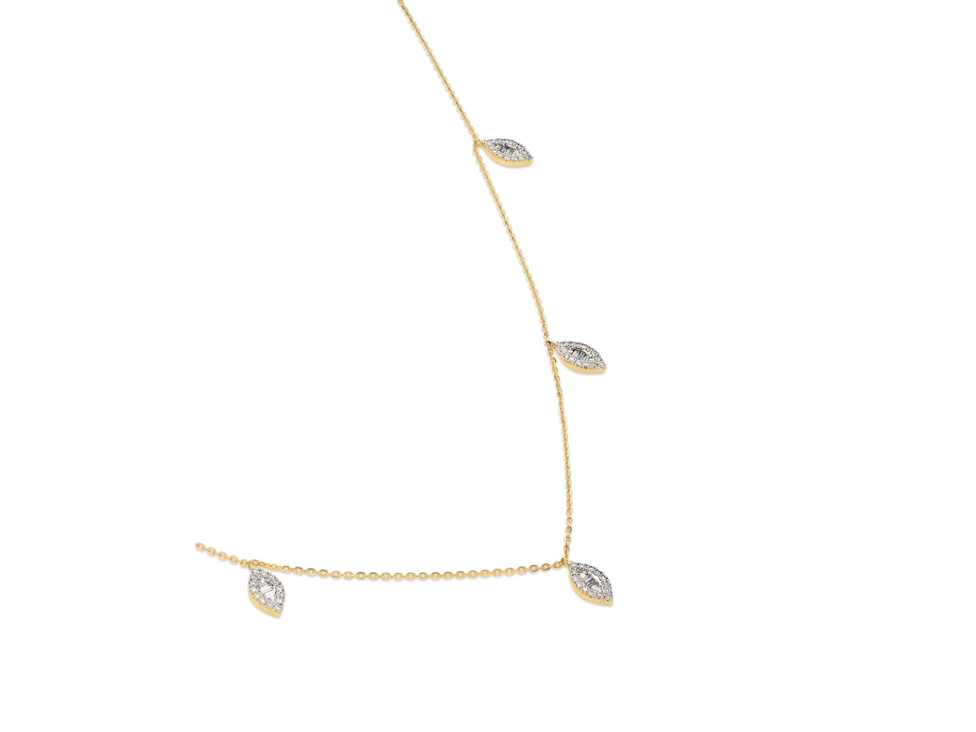 Diamond Baguette & Round Cluster Droplet Collar Necklace in 14K Yellow Gold, 0.40 tcw — Image 3