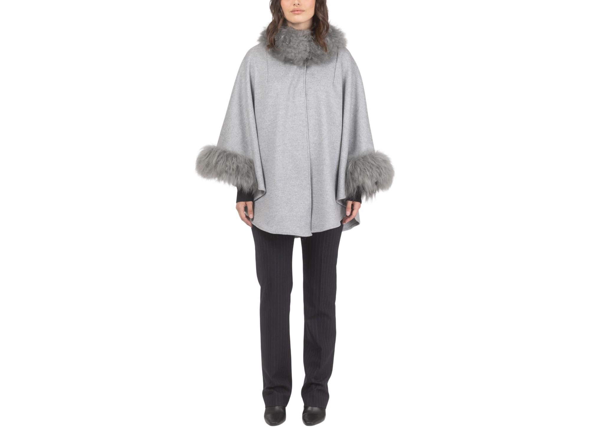 Cashmere & Wool Cape With Lamb Trim — Image 4
