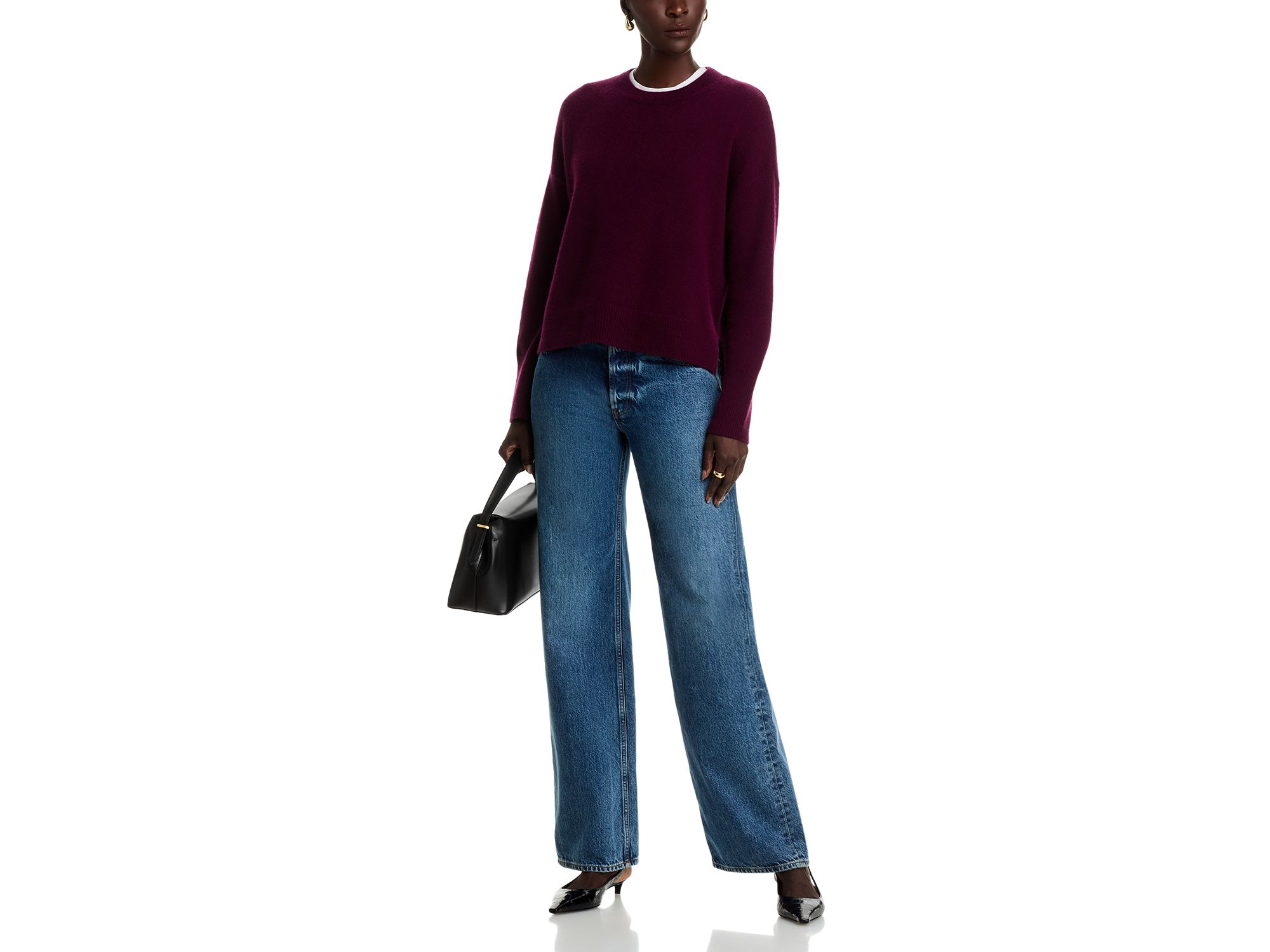100% Cashmere Drop Shoulder Long Sleeve Crewneck Pullover - Exclusive — Image 4
