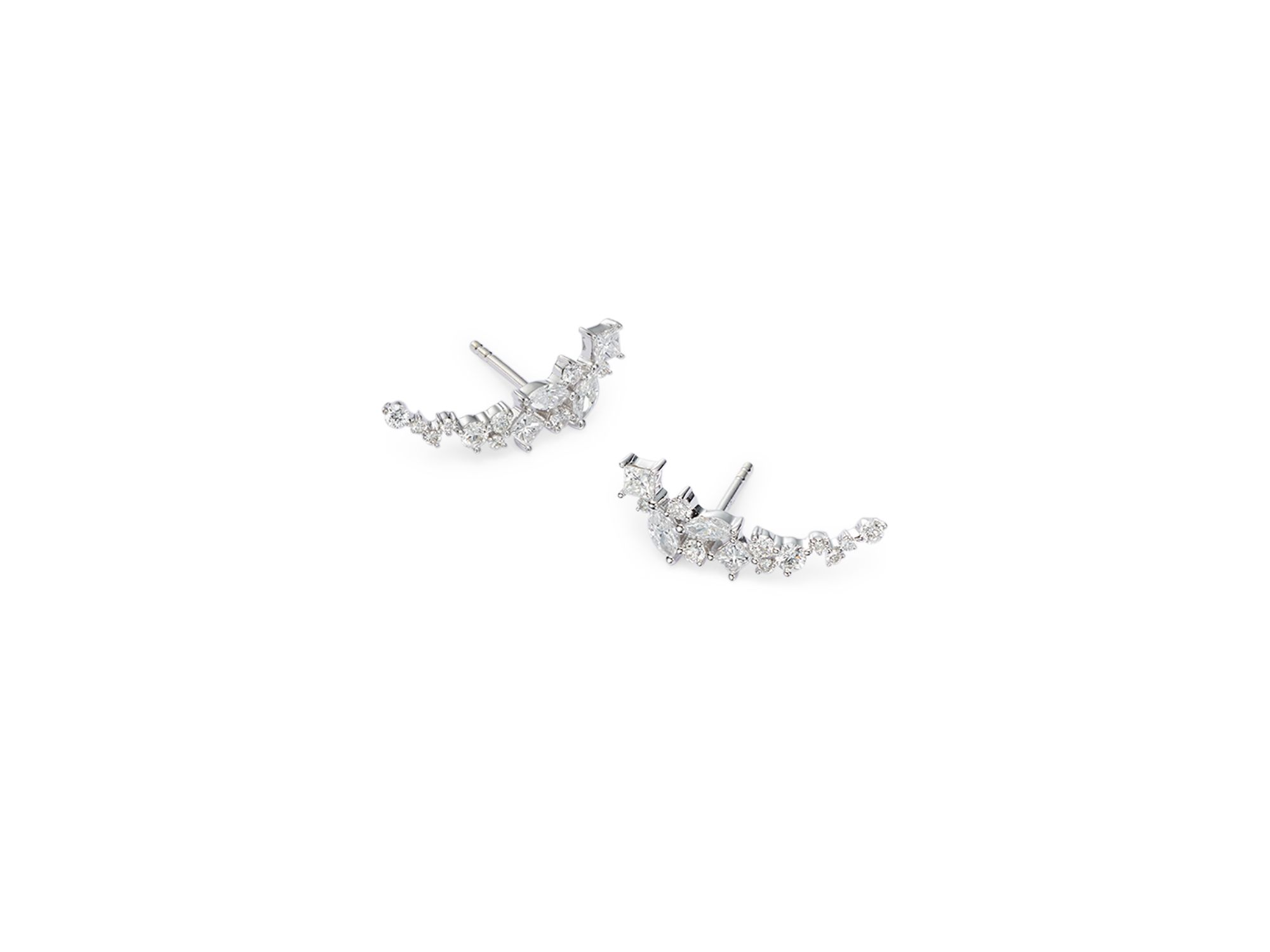 Diamond Fancy Cut Ear Climbers in 14K White Gold, 1.0 tcw — Image 8