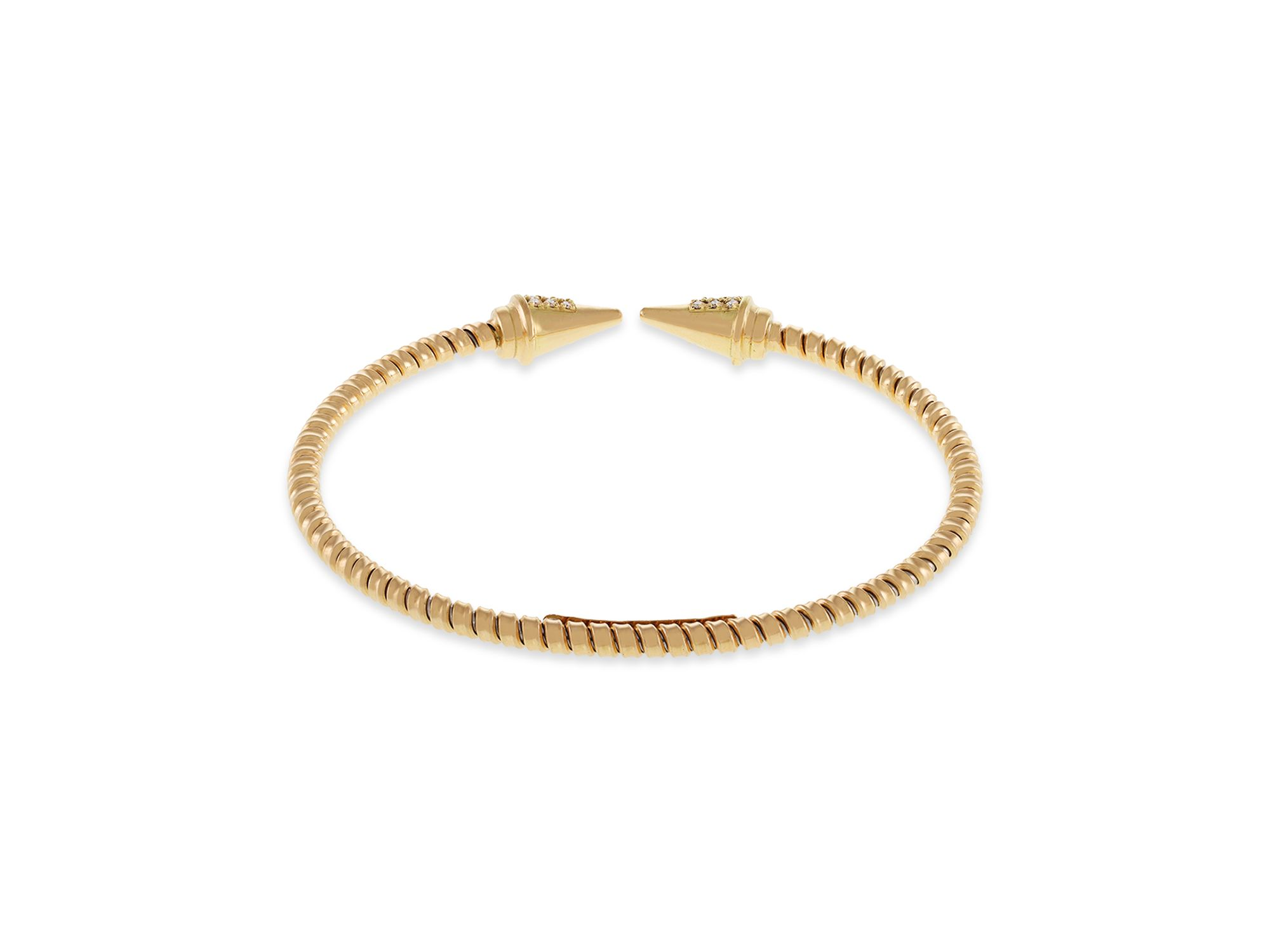 18K Yellow Gold Via Mercanti Tubogas Diamond Cone Bangle Bracelet — Image 3