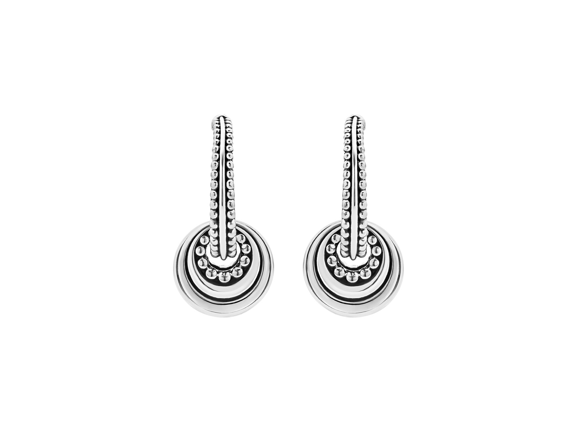 Sterling Signature Caviar Fluted Disc Hoop Earrings — Image 4
