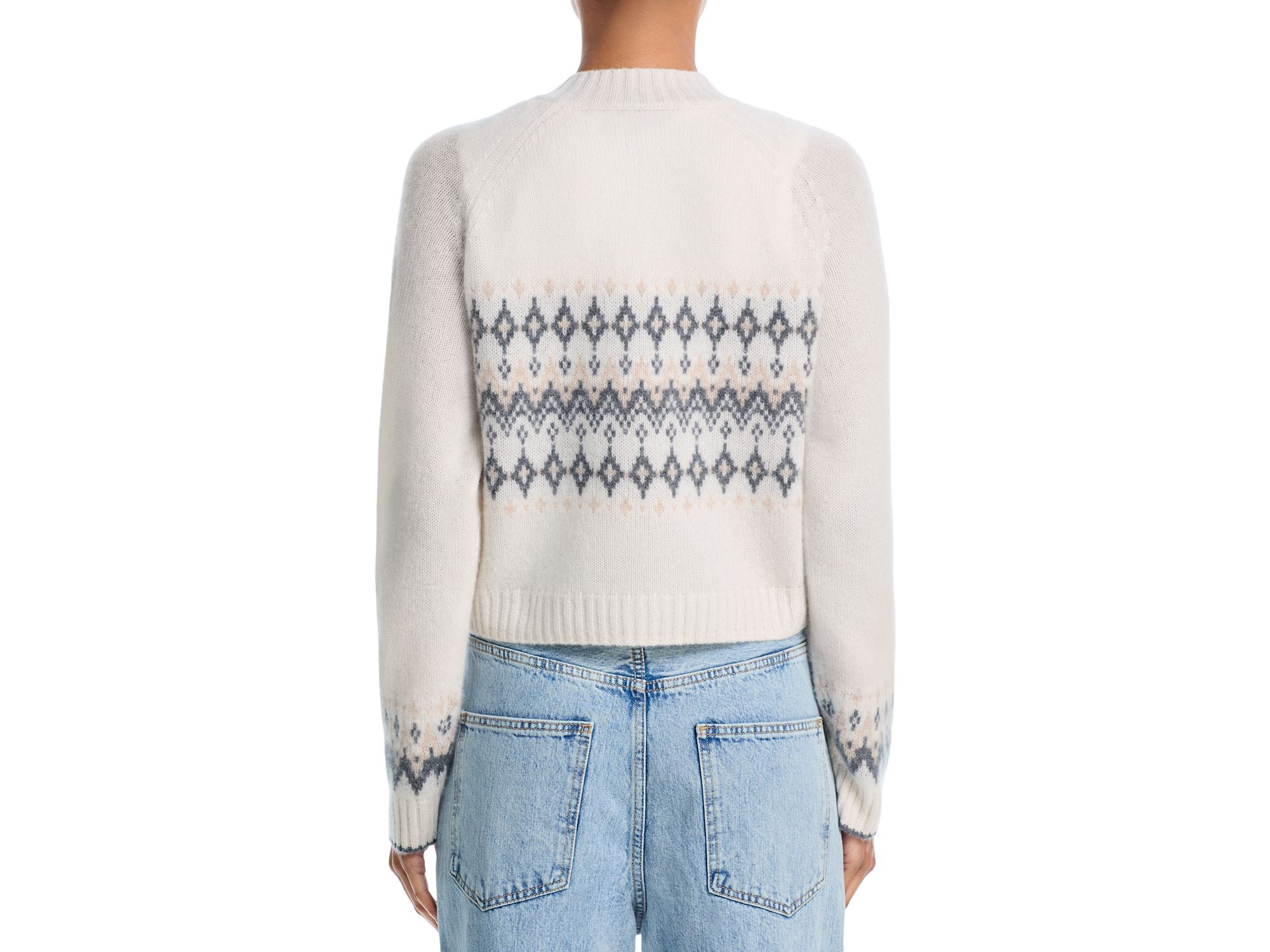 100% Cashmere Fair isle Brush Crewneck Cardigan - Exclusive — Image 3