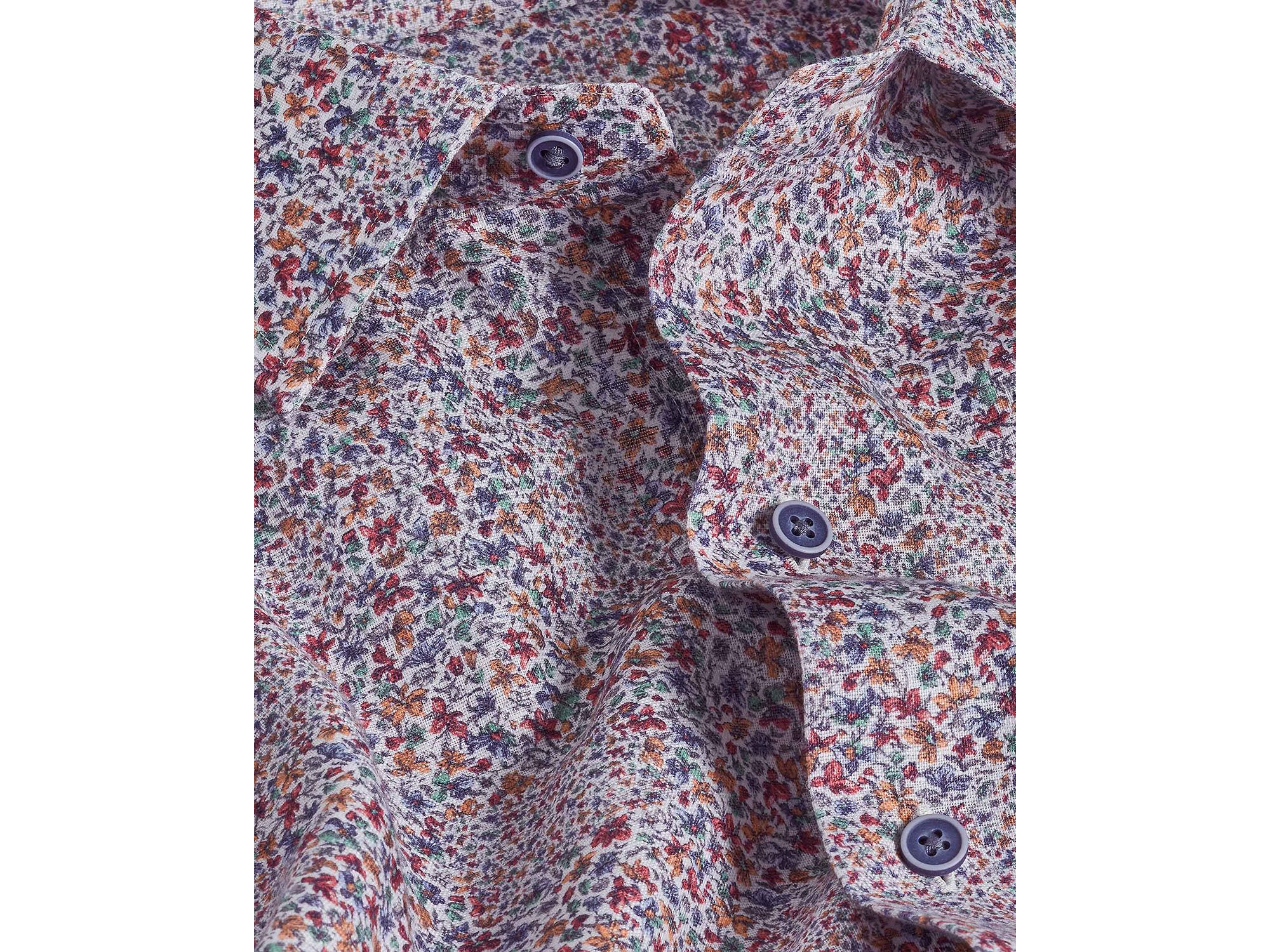 Regular Fit Micro Floral Print Linen Sport Shirt — Image 3