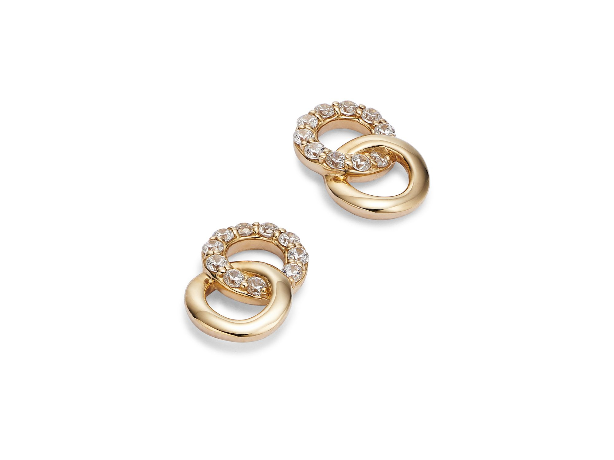 Diamond Double O Stud Earrings in 14K Yellow Gold, 0.17 tcw - 150th Anniversary Exclusive — Image 4