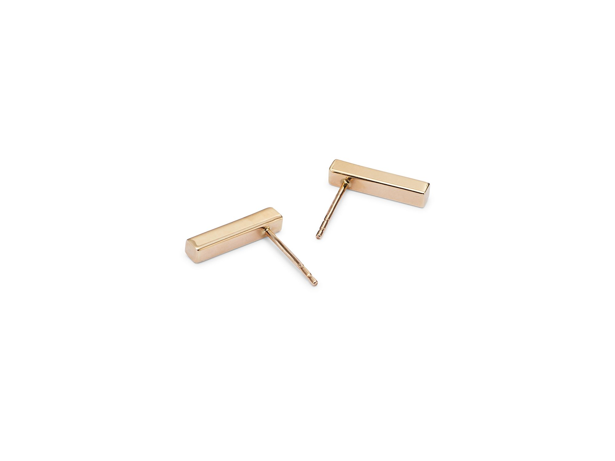 Bar Stud Earrings in 14K Yellow Gold - Exclusive — Image 4