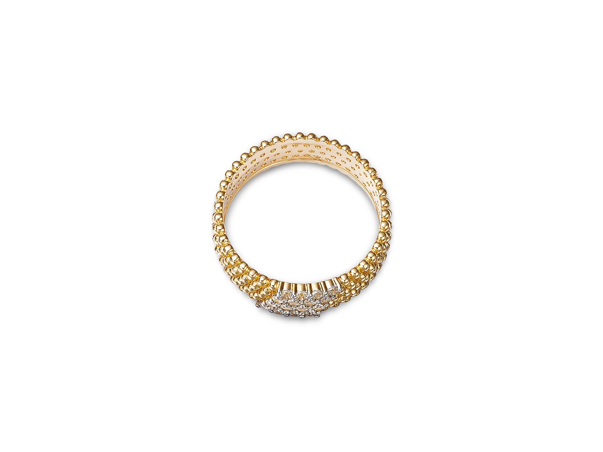 Diamond Beaded Statement Ring in 14K Yellow Gold, 0.25 tcw — Image 3