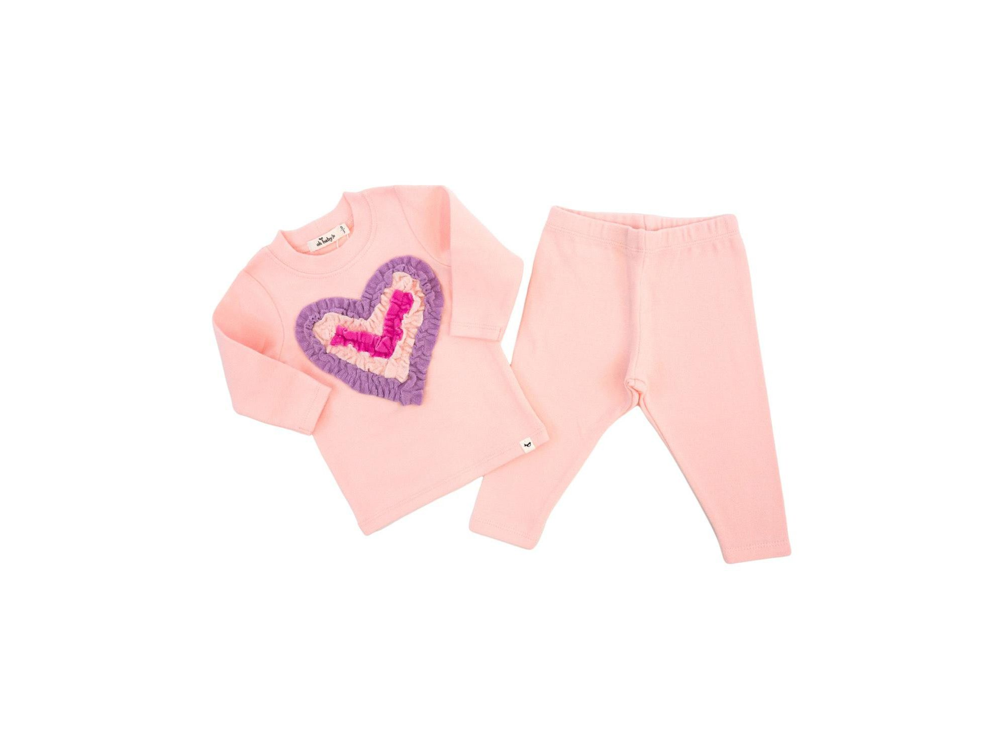 Girls' Multi Ruffle Heart Terry Applique Two Piece Set - Baby — Image 3