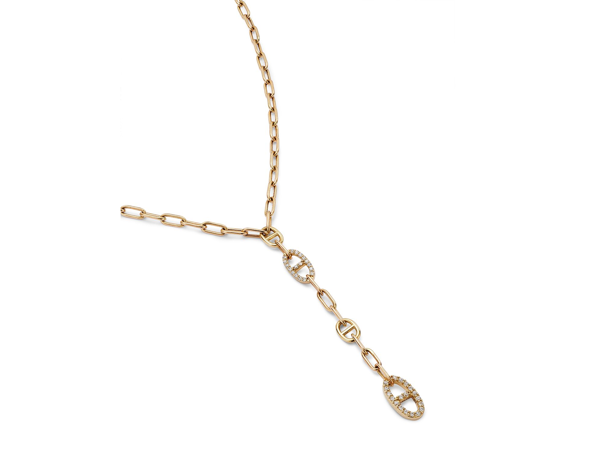 Diamond Link Lariat Necklace in 14K Yellow Gold, 0.50 ct. — Image 4