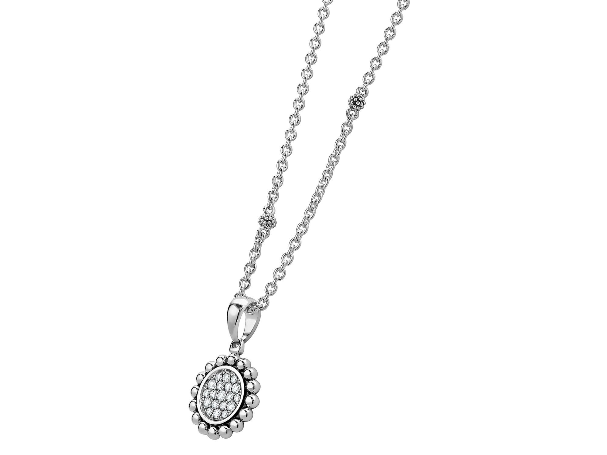 Sterling Silver Caviar Spark Diamond Pendant Necklace, 18" — Image 4