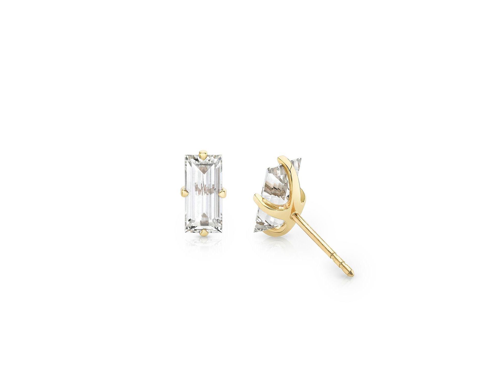 Iconic Lab-Grown Diamond Stud Earrings in 14K White Gold, 1.5ctw Baguette Lab Grown Diamonds — Image 3