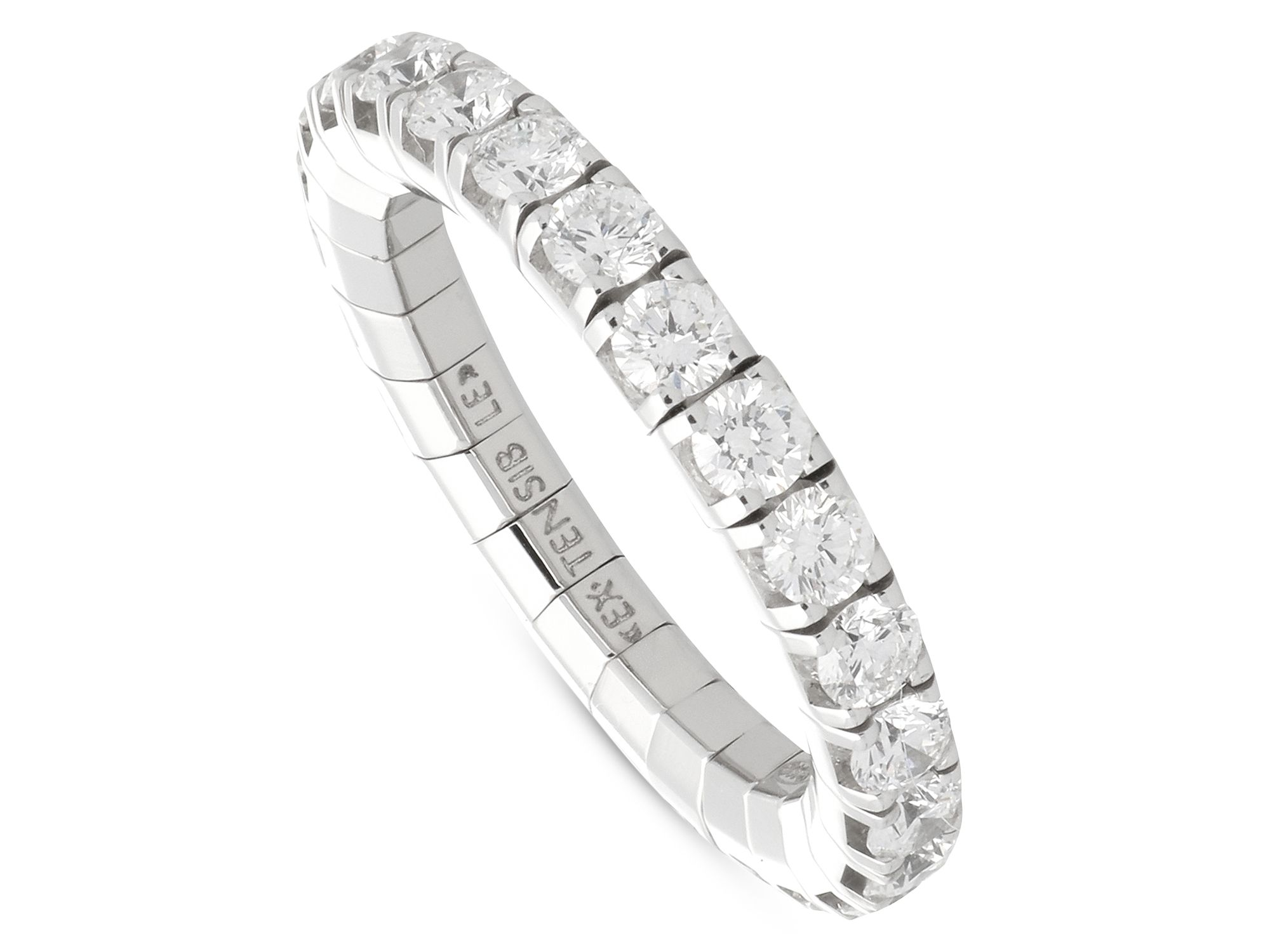 18K White Gold Diamond Stretch Ring - Image 1