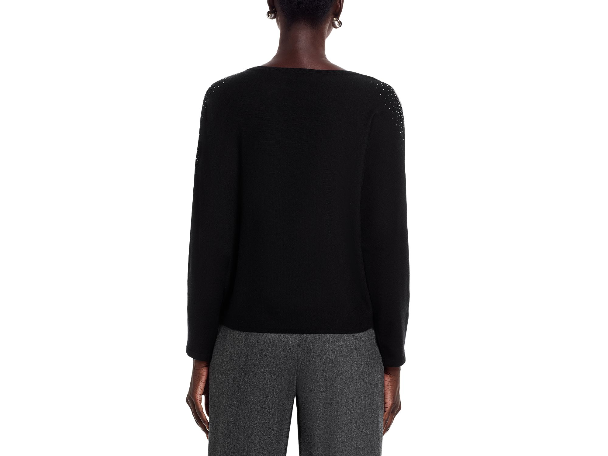 Long Sleeve Jersey, Beaded and Lace Inset Sweater — Image 3