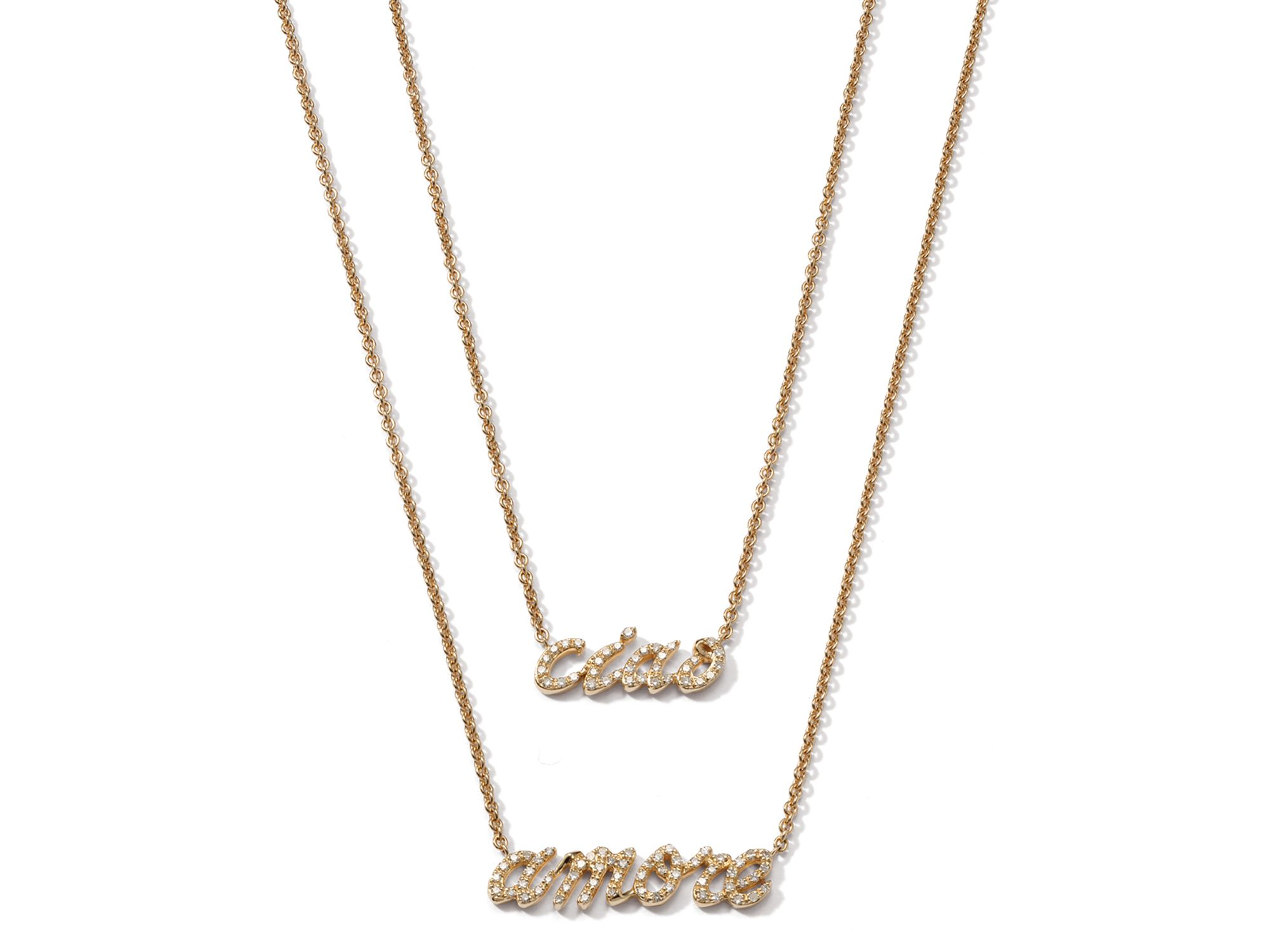 Diamond "Ciao" Pendant Necklace in 14K Yellow Gold, 0.15 tcw — Image 3
