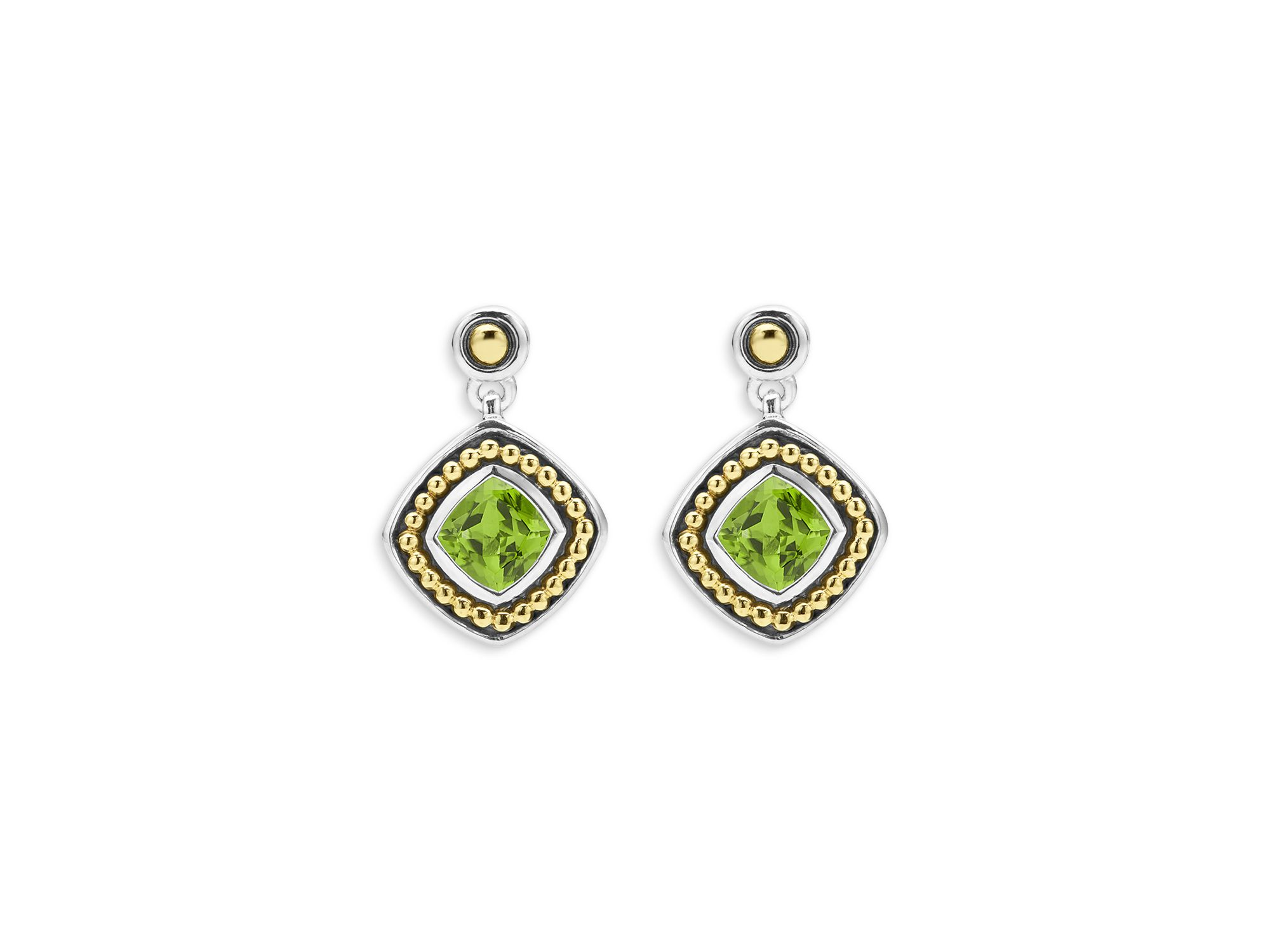 18K Yellow Gold & Sterling Silver Rittenhouse Peridot Drop Earrings — Image 3