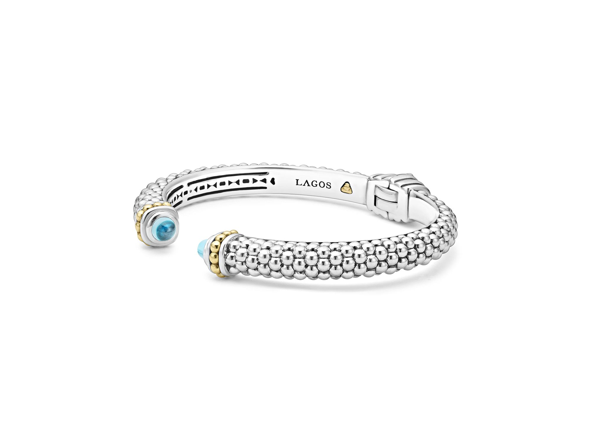 18K Gold and Sterling Silver Rittenhouse Blue Topaz Cuff, 8mm — Image 4