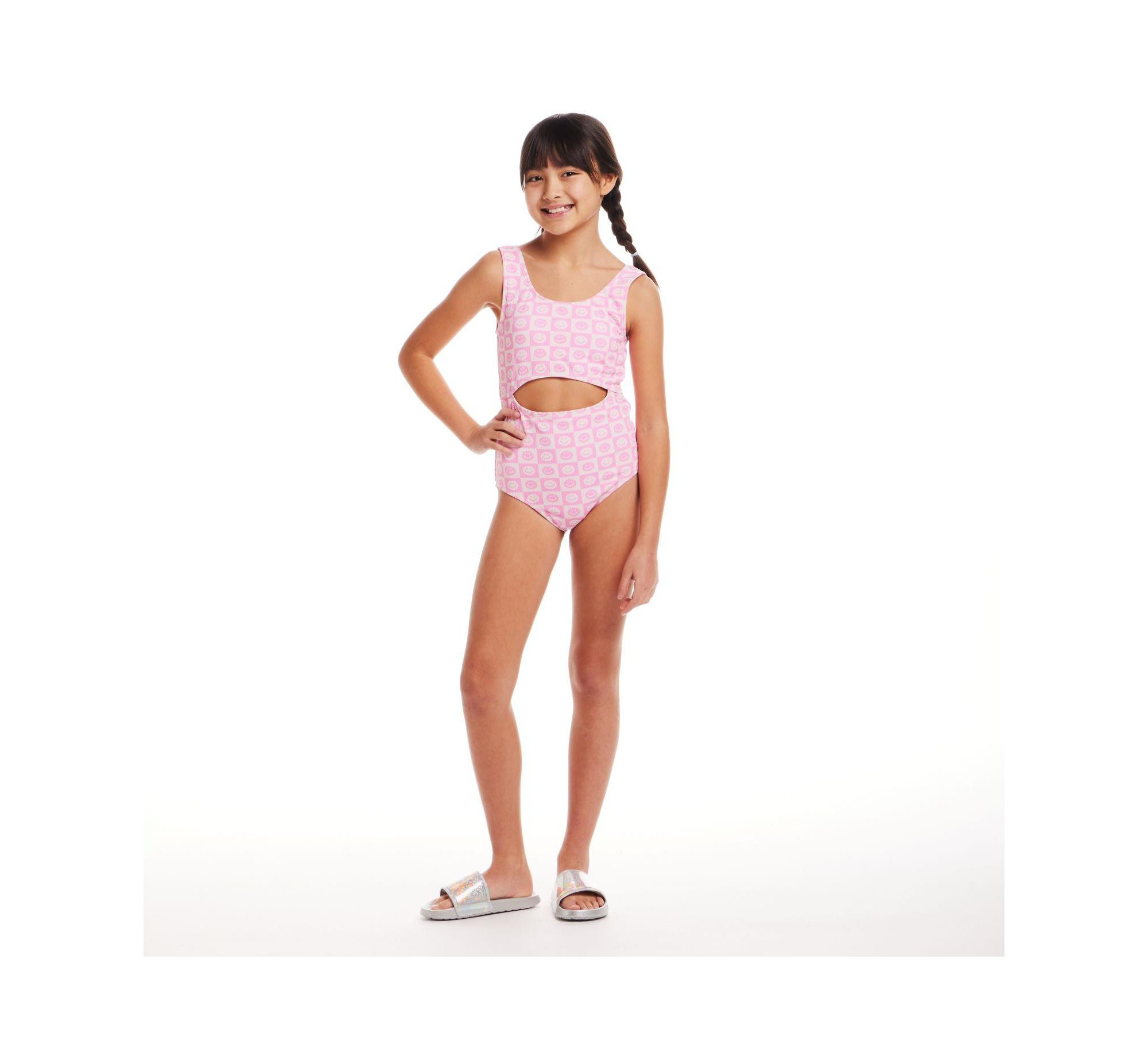 Girls' Smiley One Piece Swim Suit - Big Kid — Image 3
