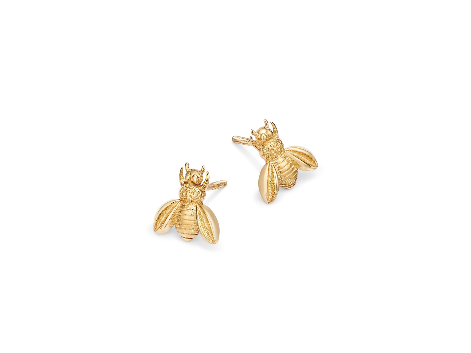 Bumble Bee Stud Earrings in 14K Yellow Gold — Image 3