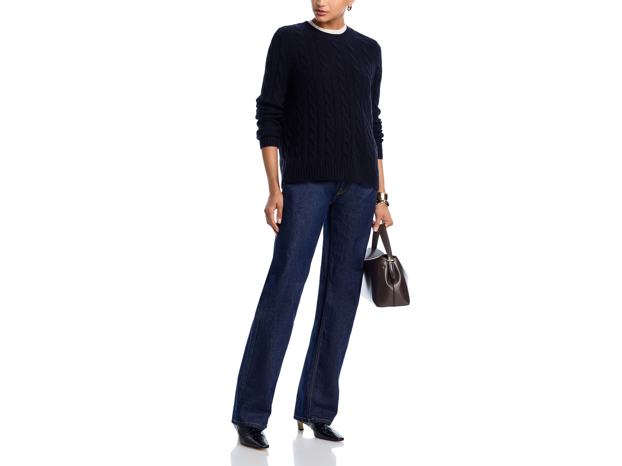 100% Cashmere Cable Knit Crewneck Sweater - Exclusive — Image 4