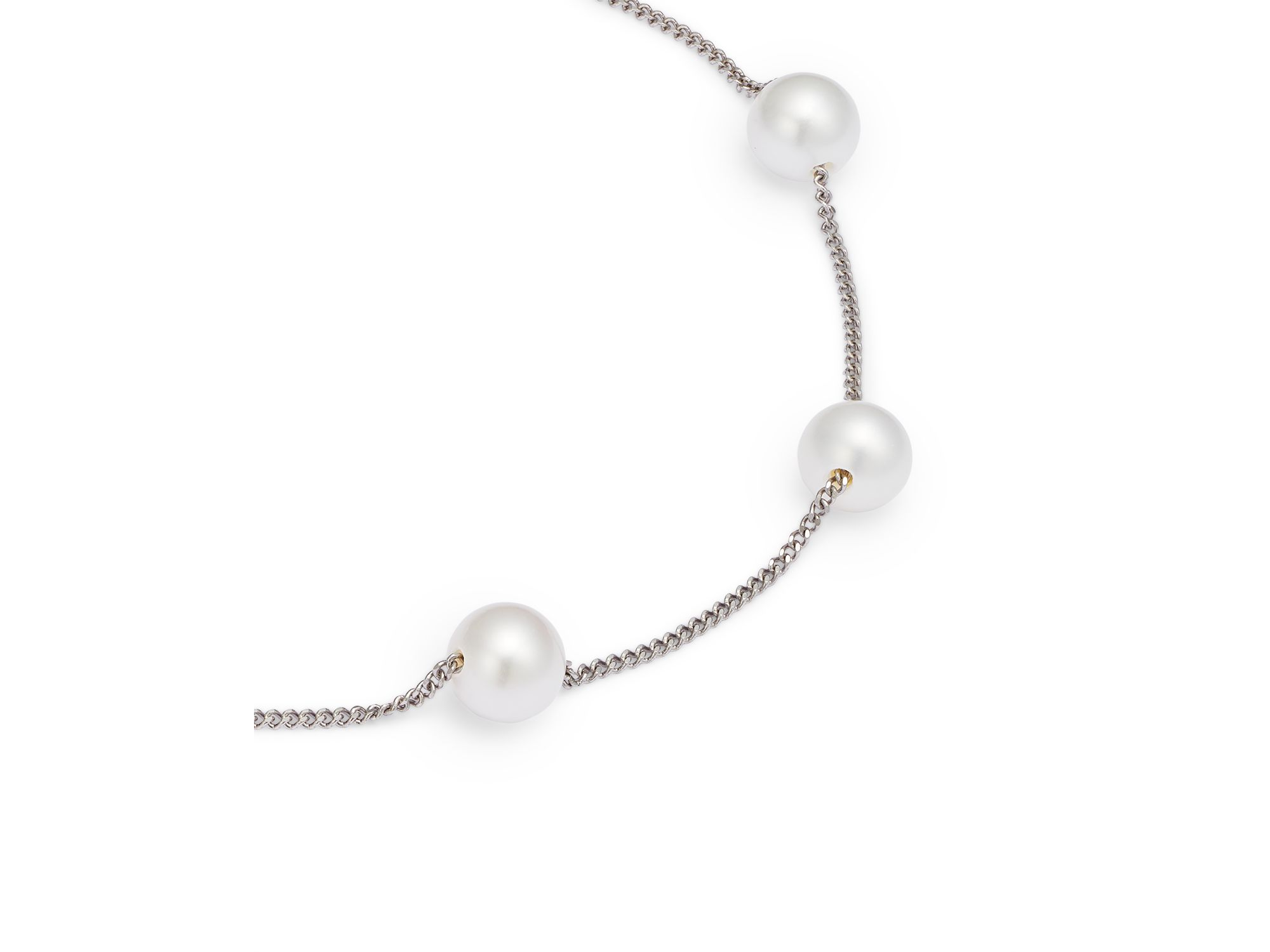 Cultured Freshwater Pearl Station Bracelet in 14K White Gold — Image 5