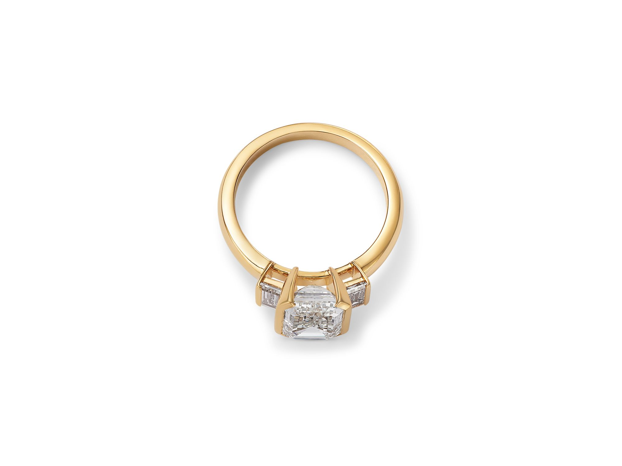 Luxe Collection Certified Lab Grown Diamond Emerald Cut & Baguette Engagement Ring in 14K Yellow Gold, 3.5 tcw — Image 3