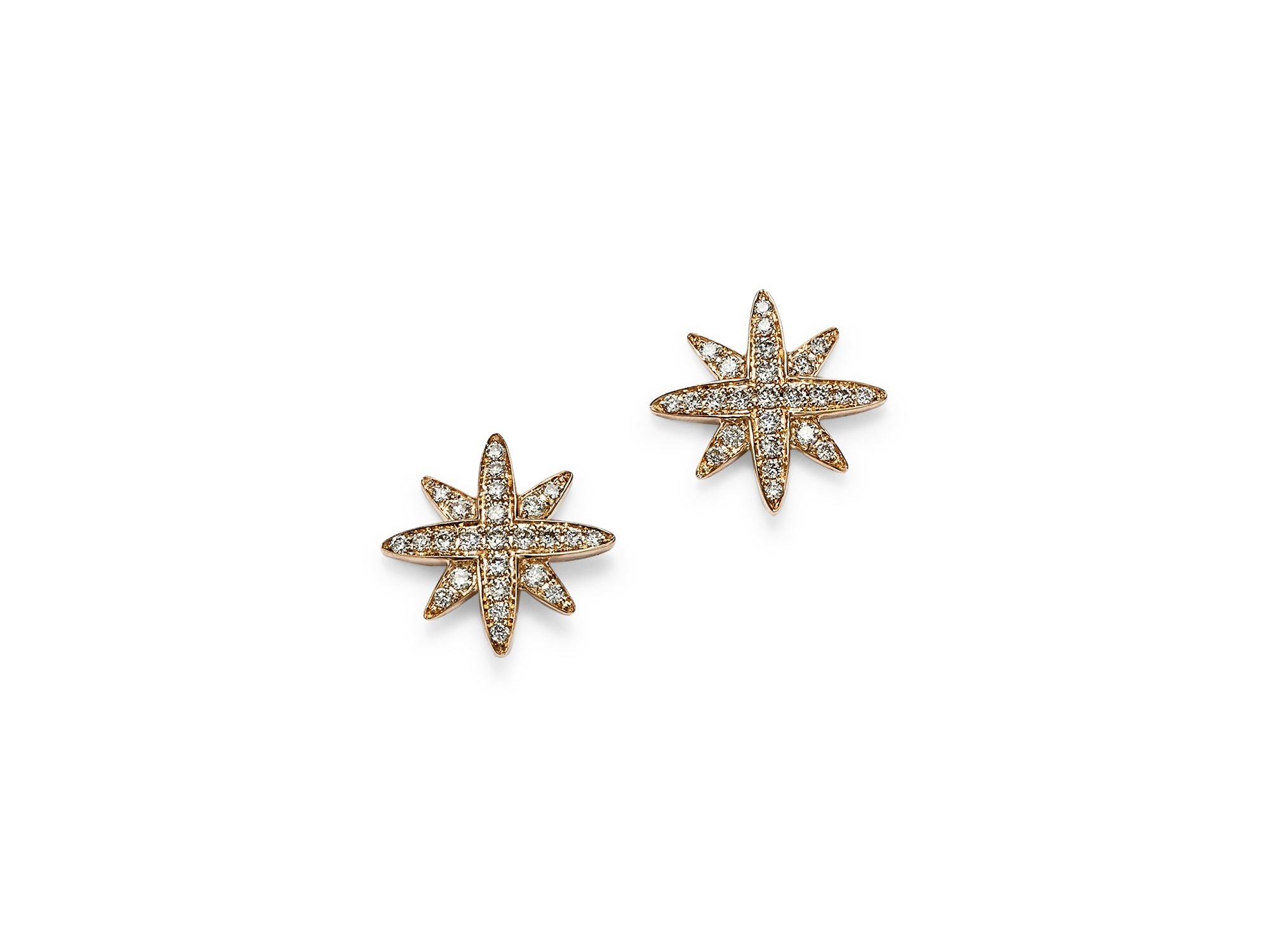 Diamond Starburst Stud Earrings in 14K Yellow Gold, .25 tcw - Exclusive — Image 4